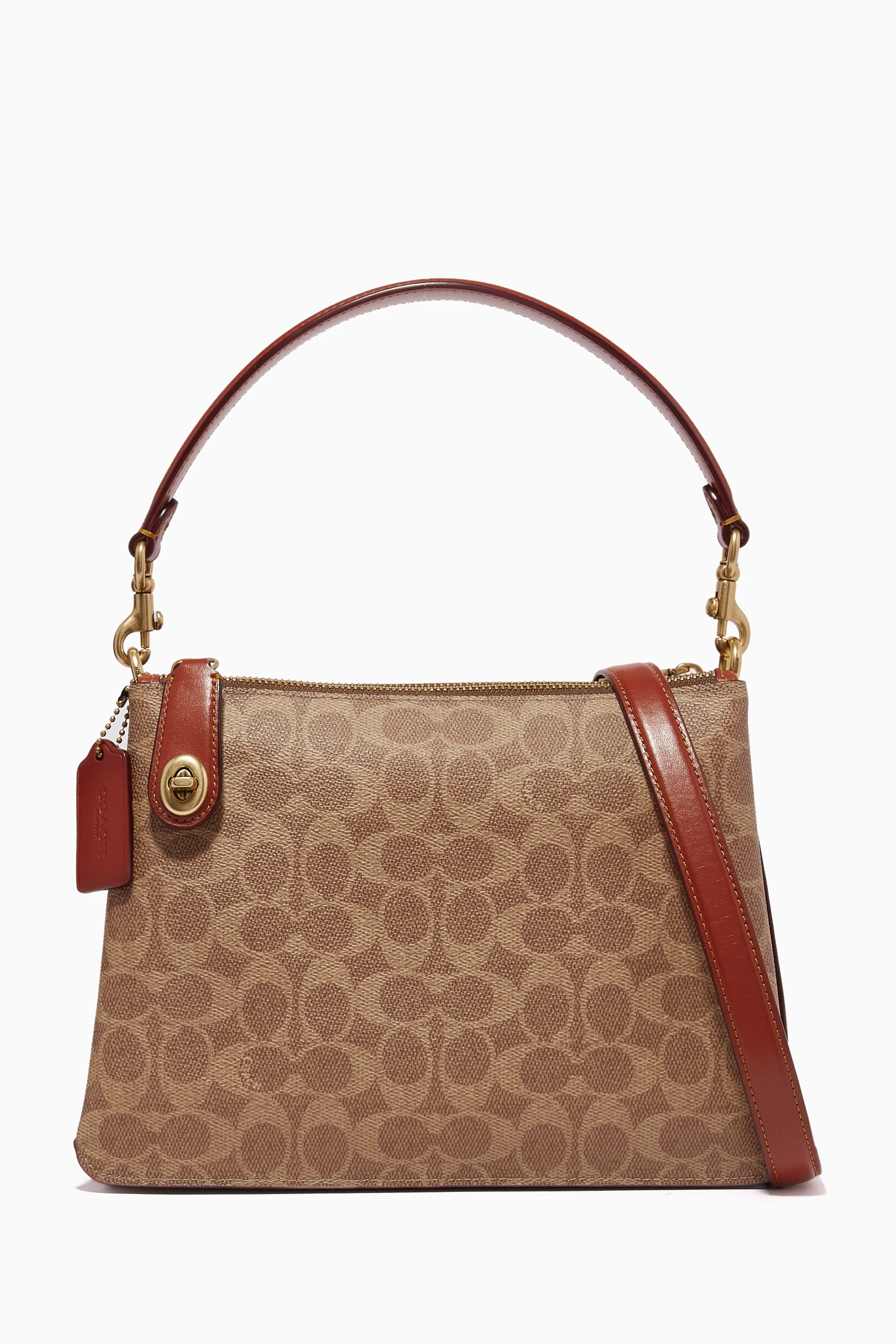 Coach zip shoulder shop bag in signature canvas