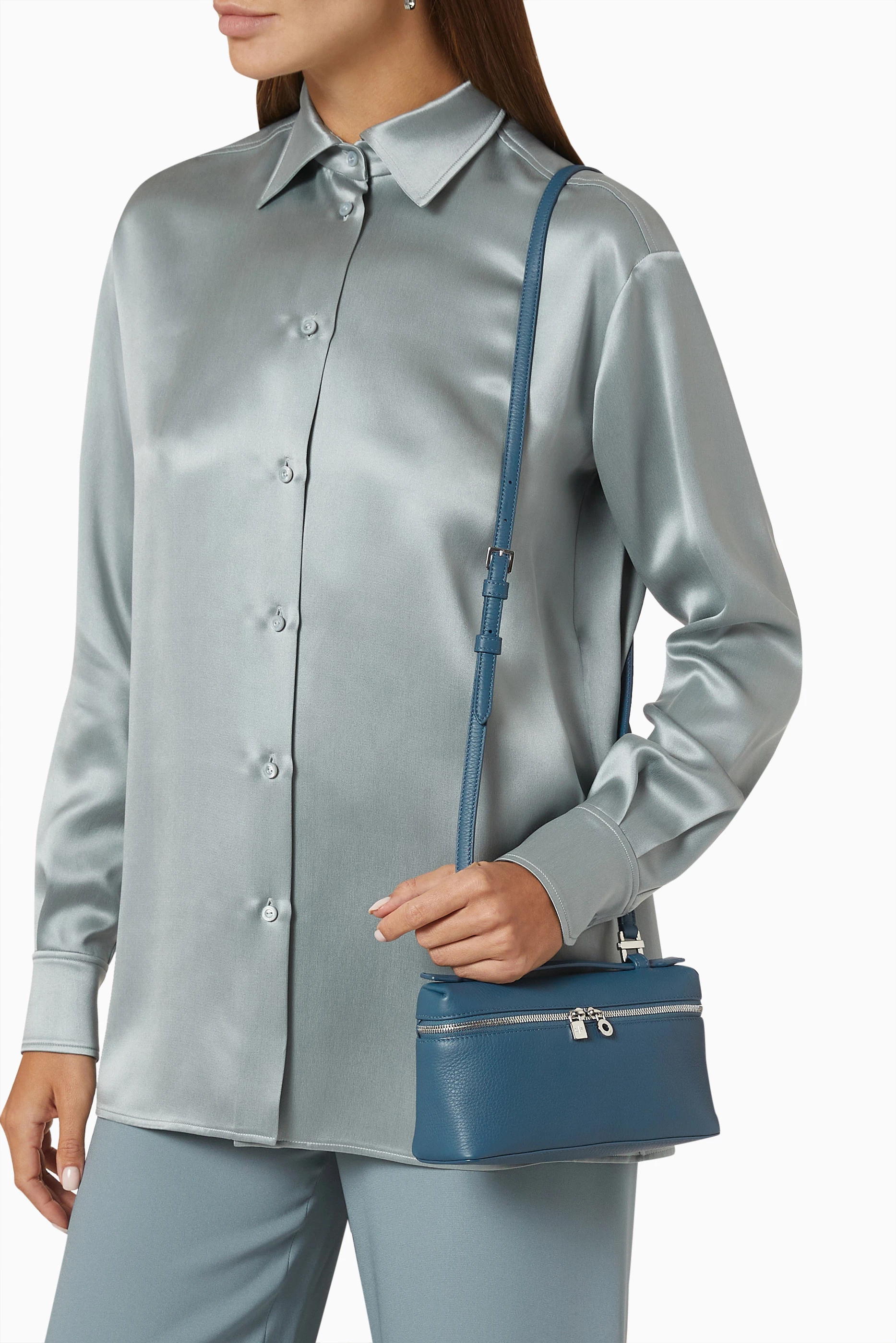 Buy Loro Piana Blue Extra Pocket L19 Pouch in Dyed Calfskin for WOMEN in  Kuwait | Ounass