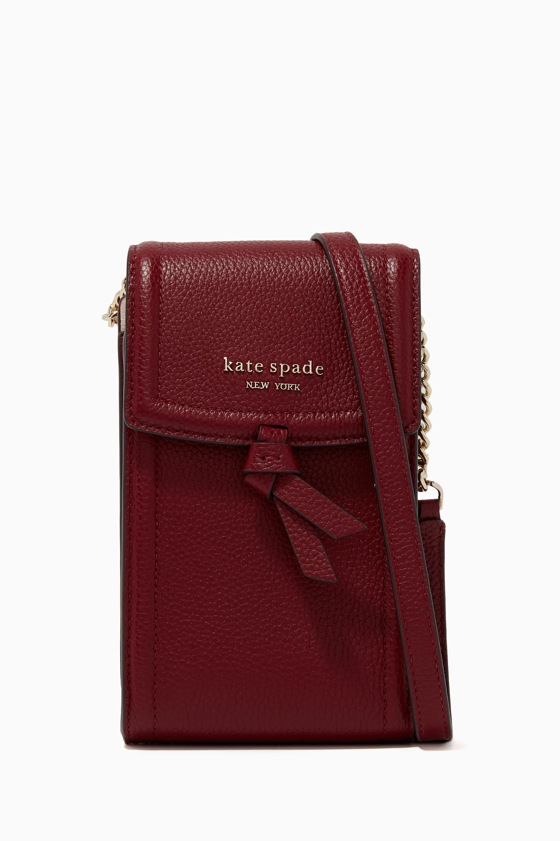 Kate Spade New York Knott Pebbled Leather Flap Crossbody Autumnal Red One  Size: Handbags