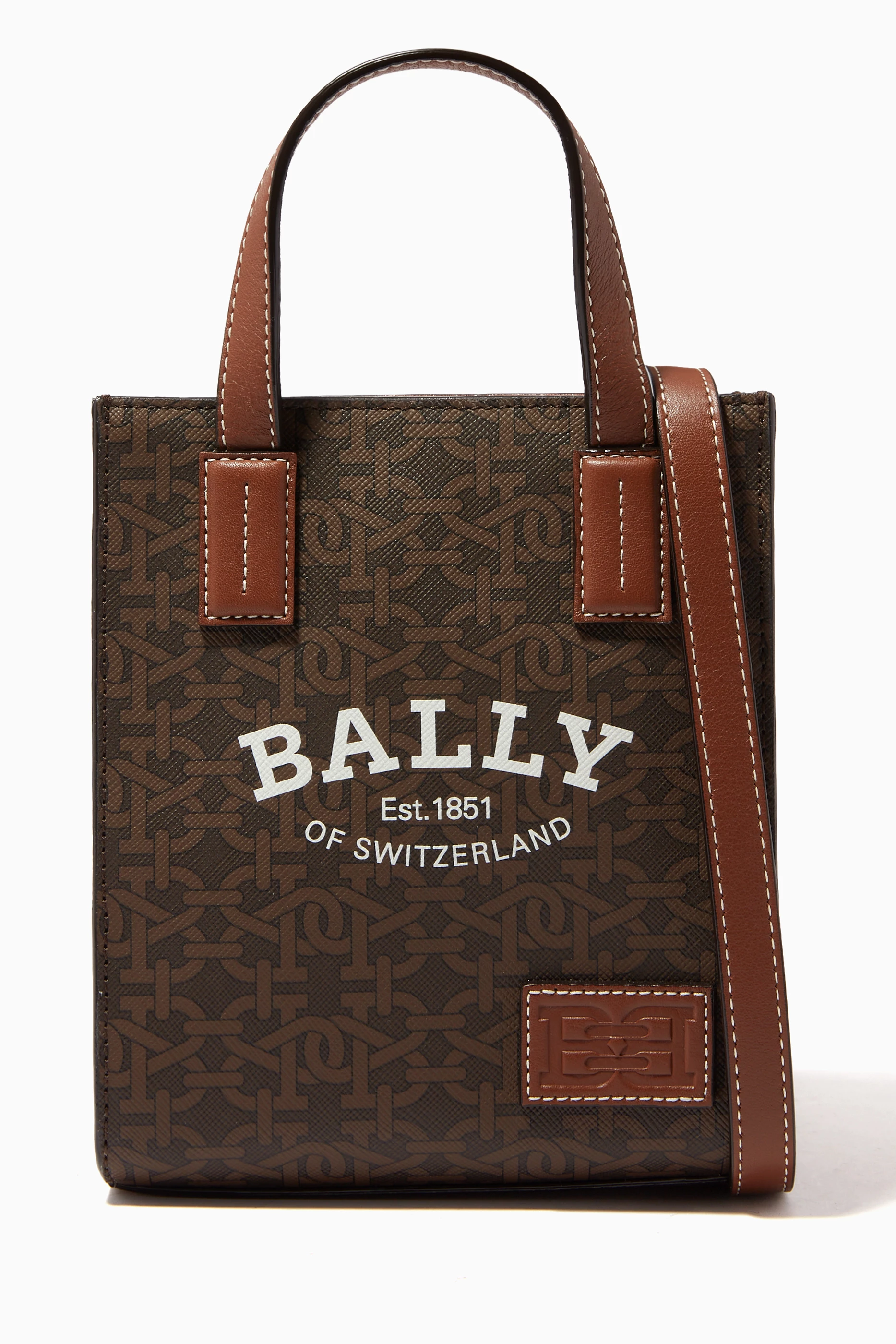 Bally Brown Monogram Coated Canvas and Leather Crystalia Tote