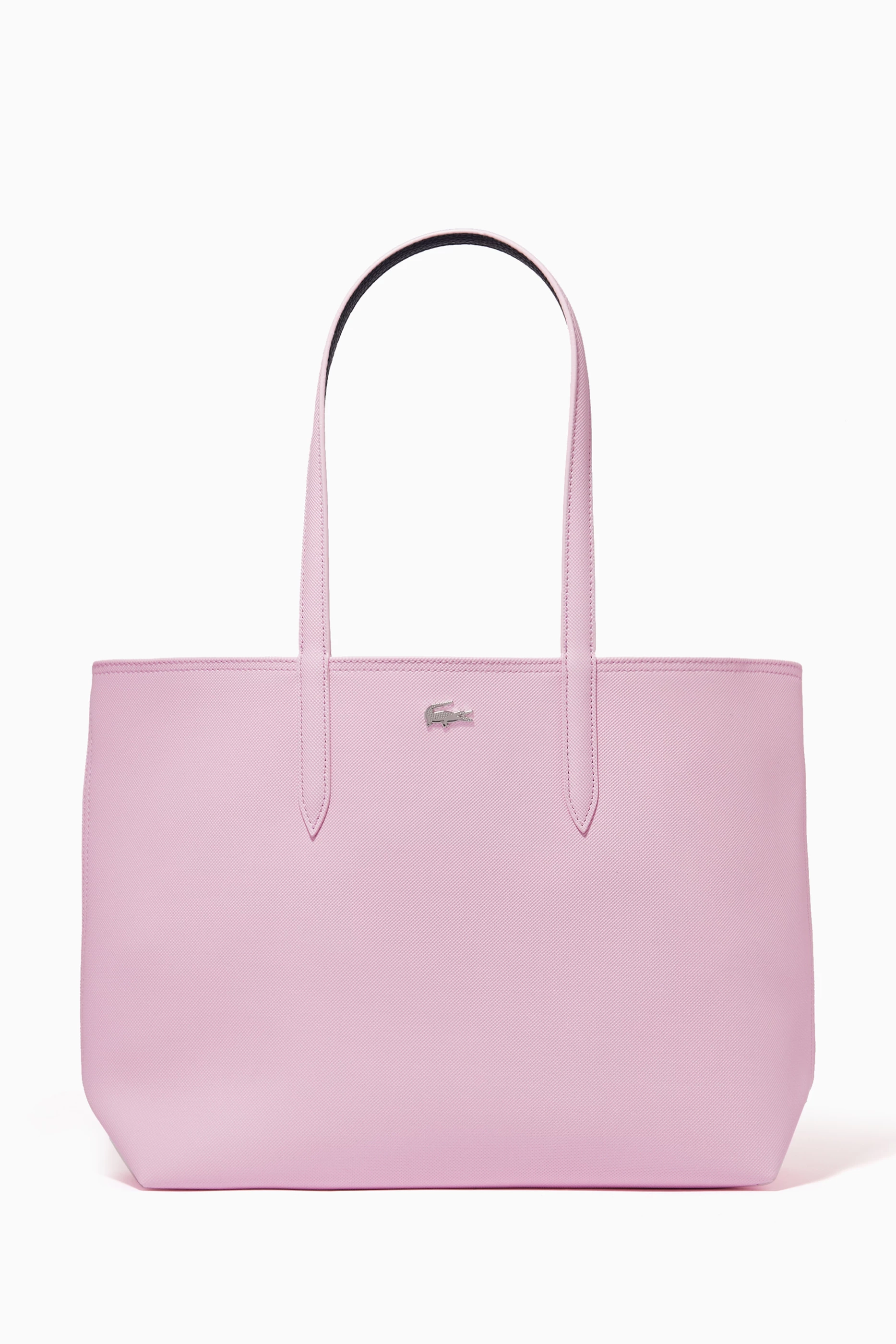 Buy Lacoste Pink Anna Reversible Tote Bag in Grained Leather for