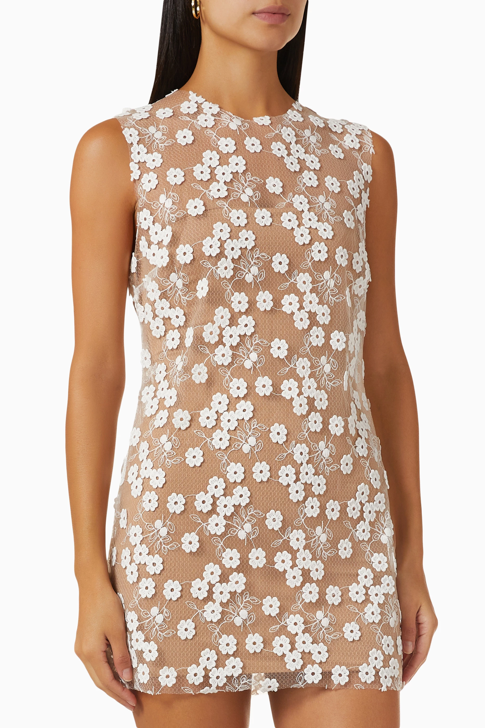 Rosella white long dress with multicolor pom pom top