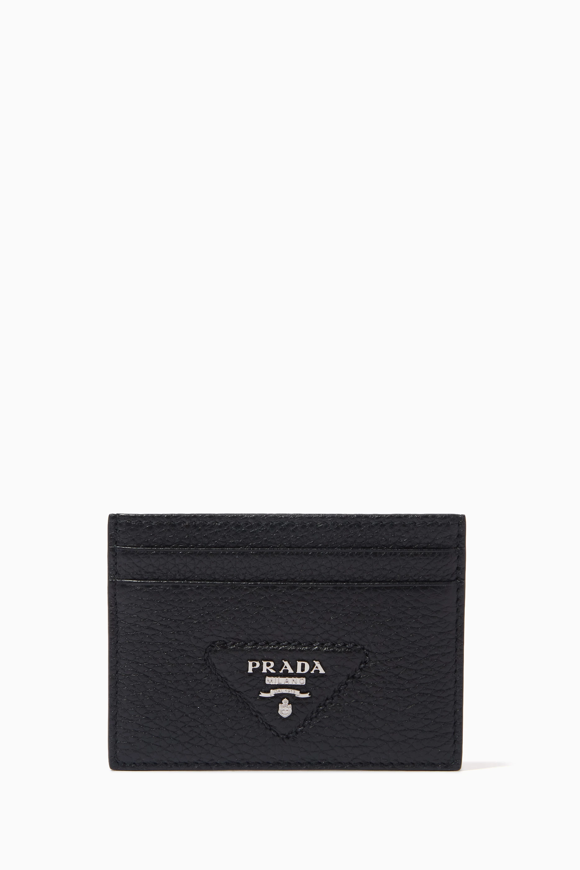 Buy Prada Black Card Holder in Saffiano Leather for Men in Oman