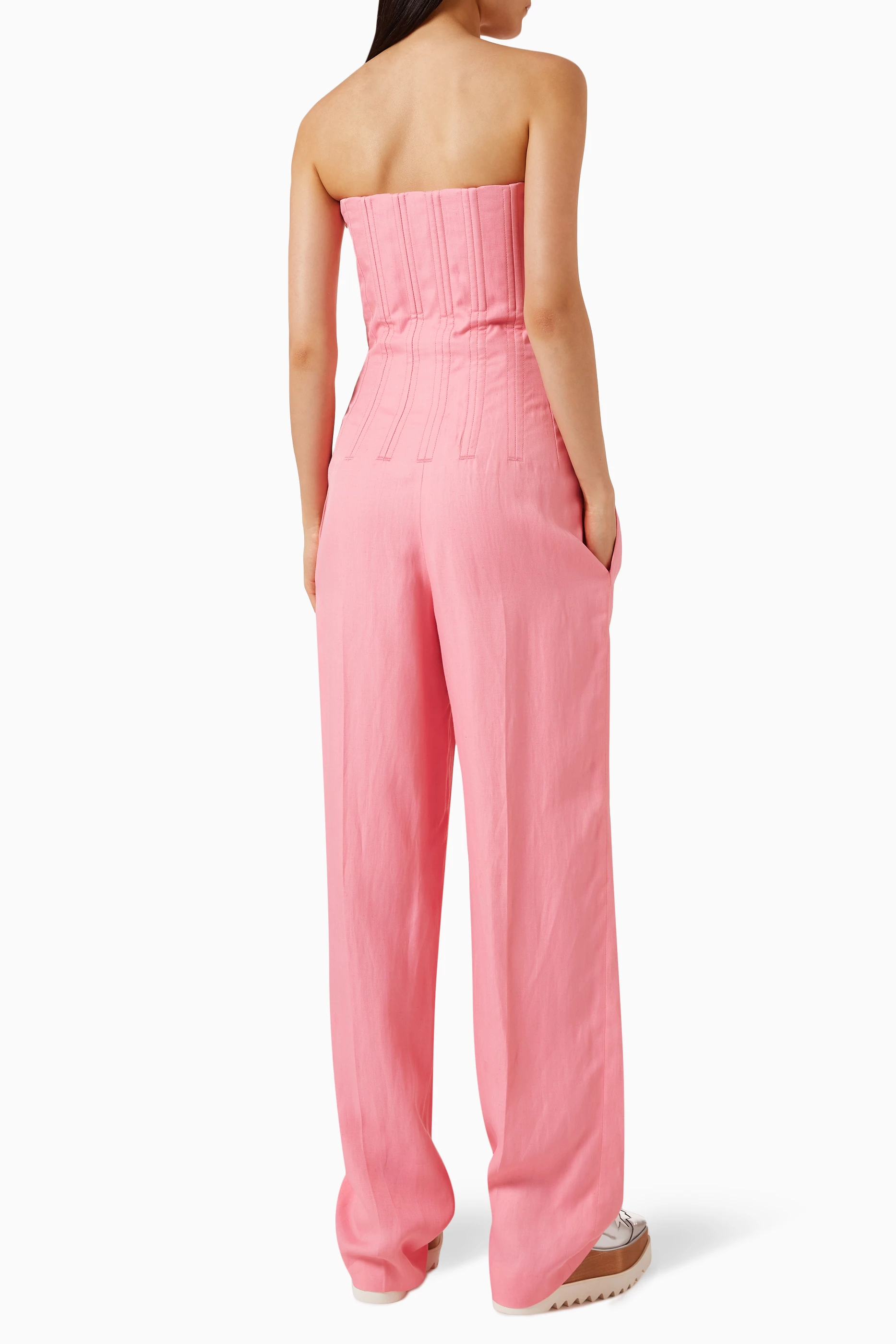 Buy Stella McCartney Pink Strapless Corset Jumpsuit in Viscose