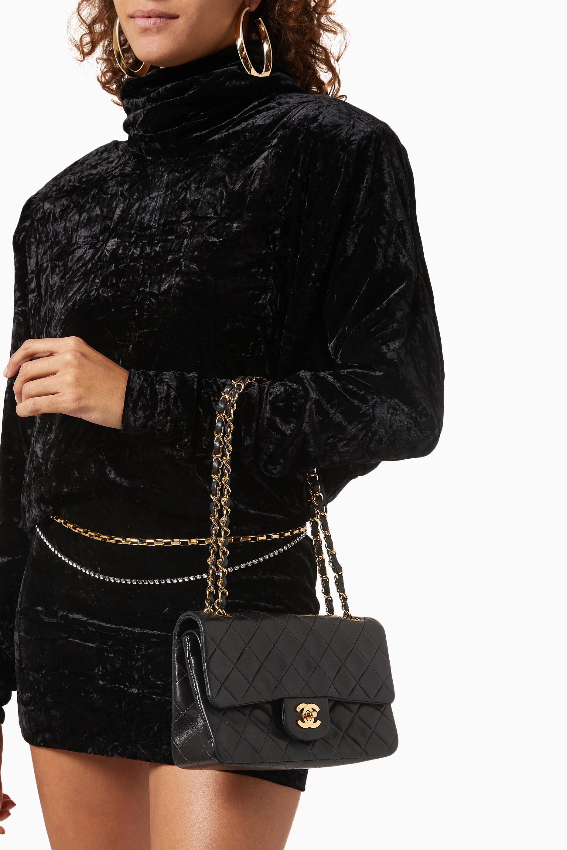 Buy Chanel Pre-Loved Black Small Classic Double Flap Shoulder Bag in  Lambskin for WOMEN in Oman