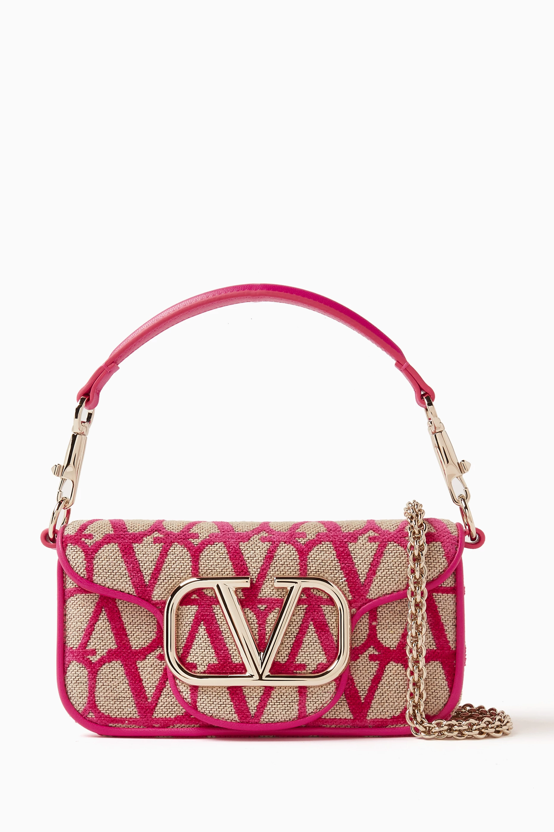 Loco Small Toile Iconographe Shoulder Bag in Pink - Valentino Garavani