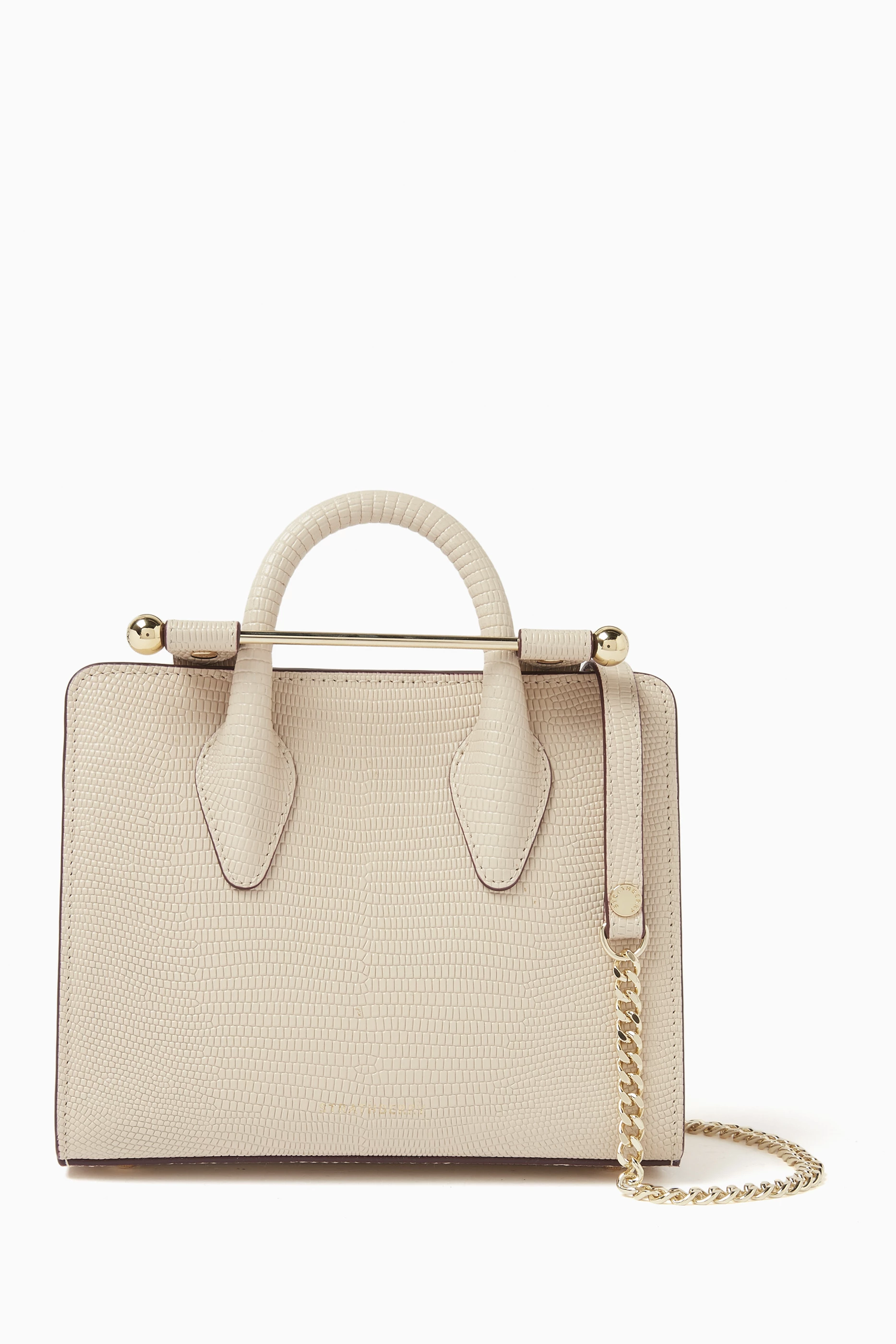 Strathberry Nano Lizard-embossed Leather Tote Bag in Pink