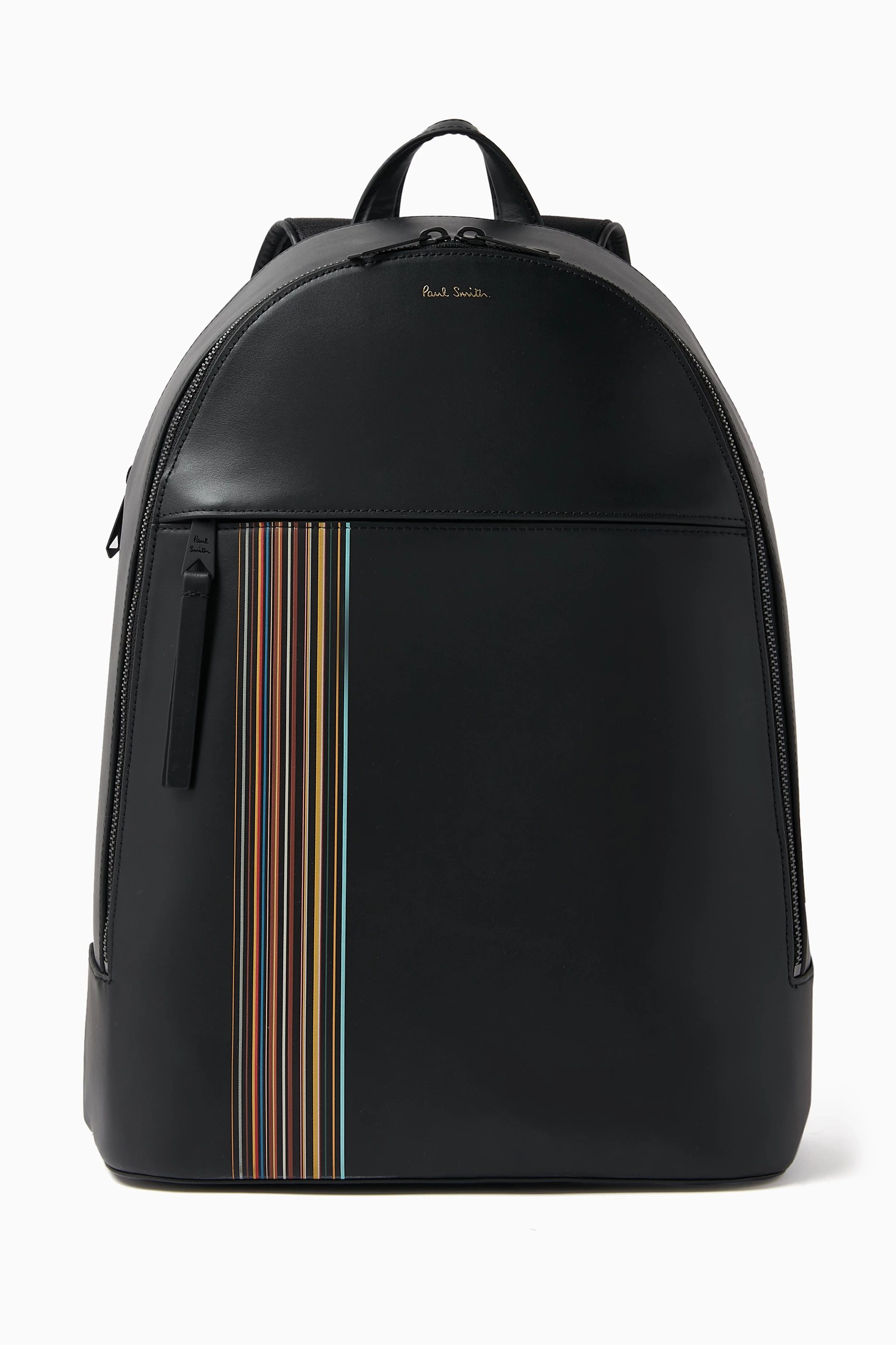 Buy Paul Smith Black Signature Stripe Backpack in Leather for Men