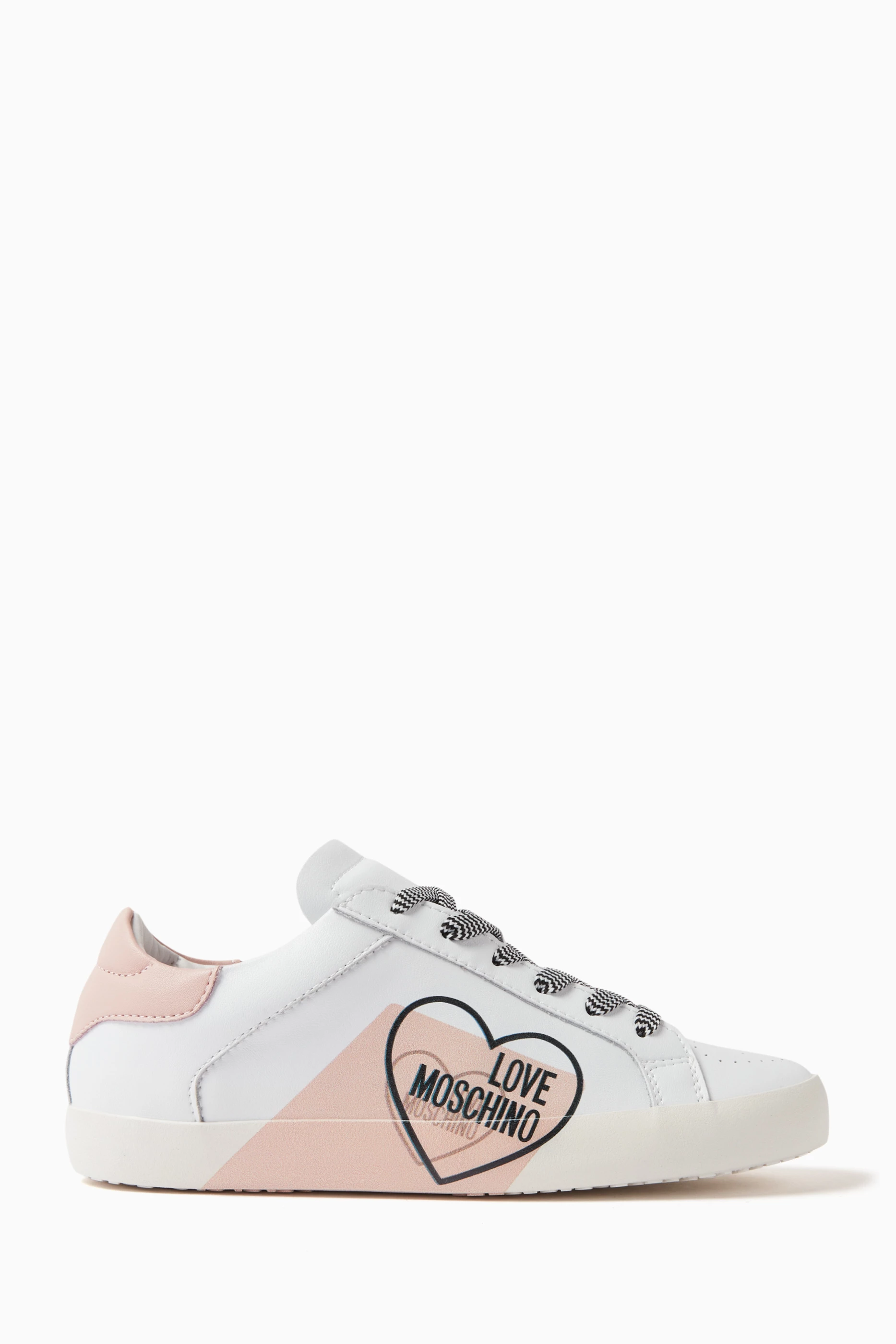 Buy Love Moschino Pink Logo print Low top Sneakers in Leather for