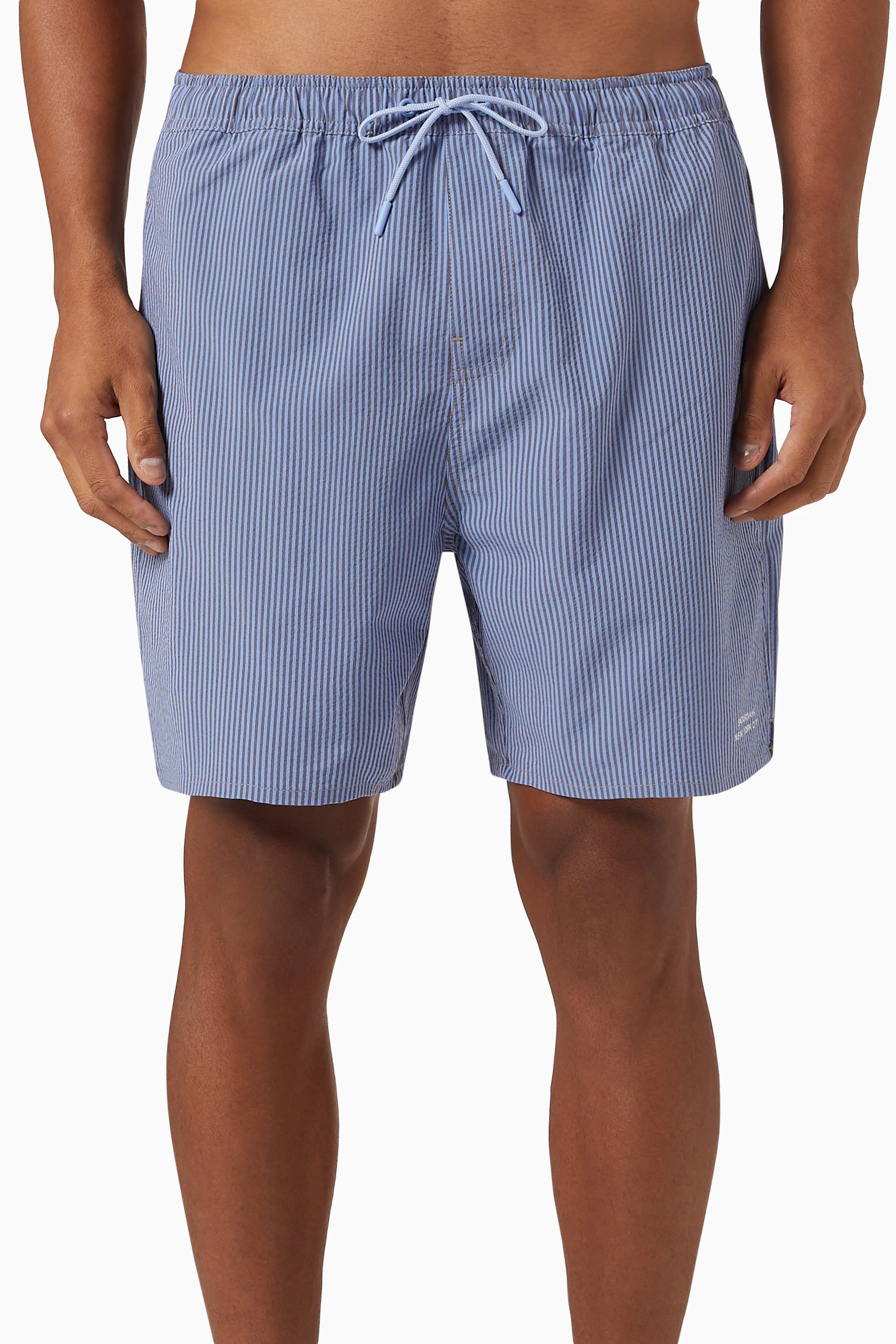 Buy Saturdays NYC Blue Timothy Seersucker Swim Shorts in Nylon for MEN in  Oman | Ounass