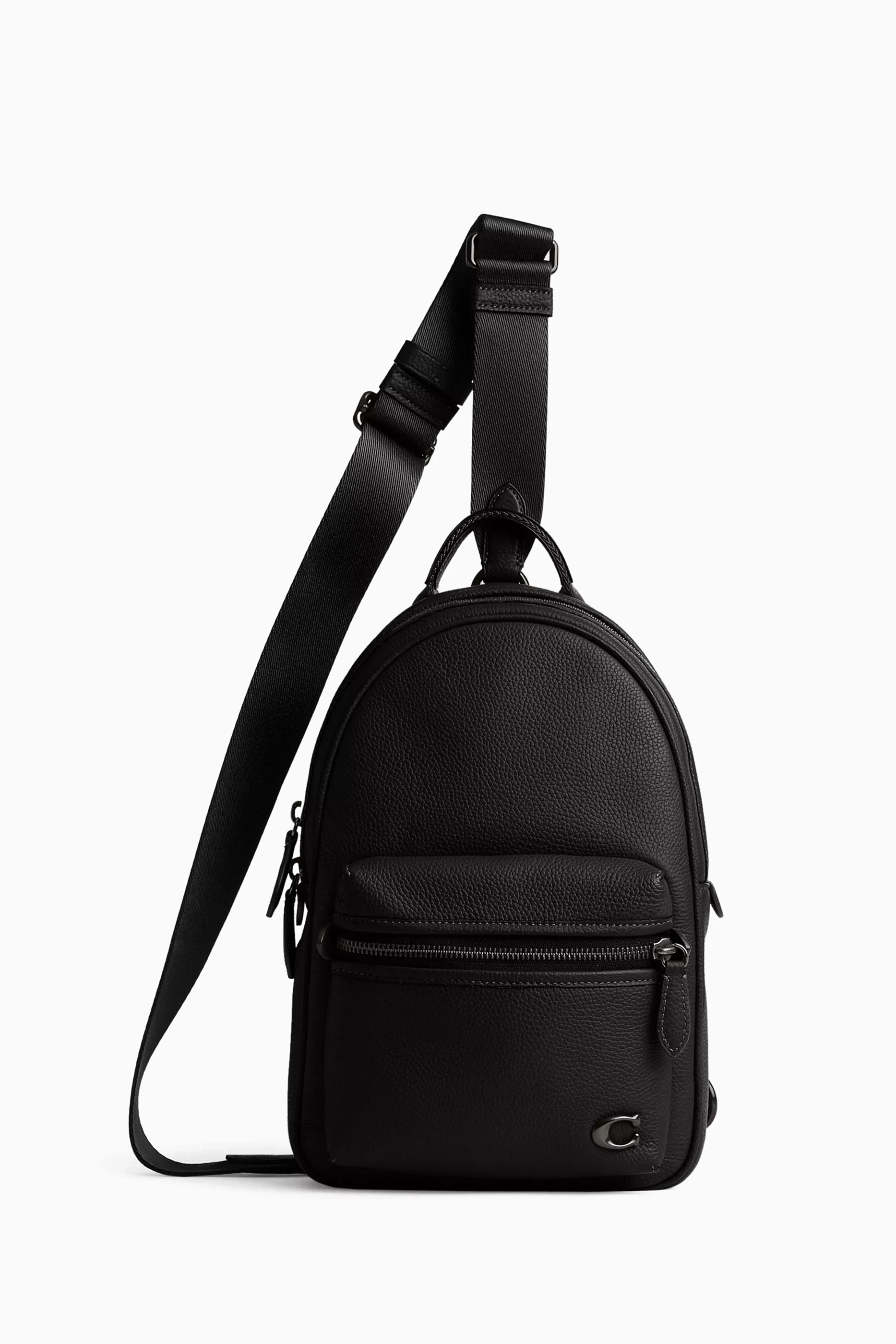 Buy Coach Black Charter Pack in Polished Pebble Leather for Men in