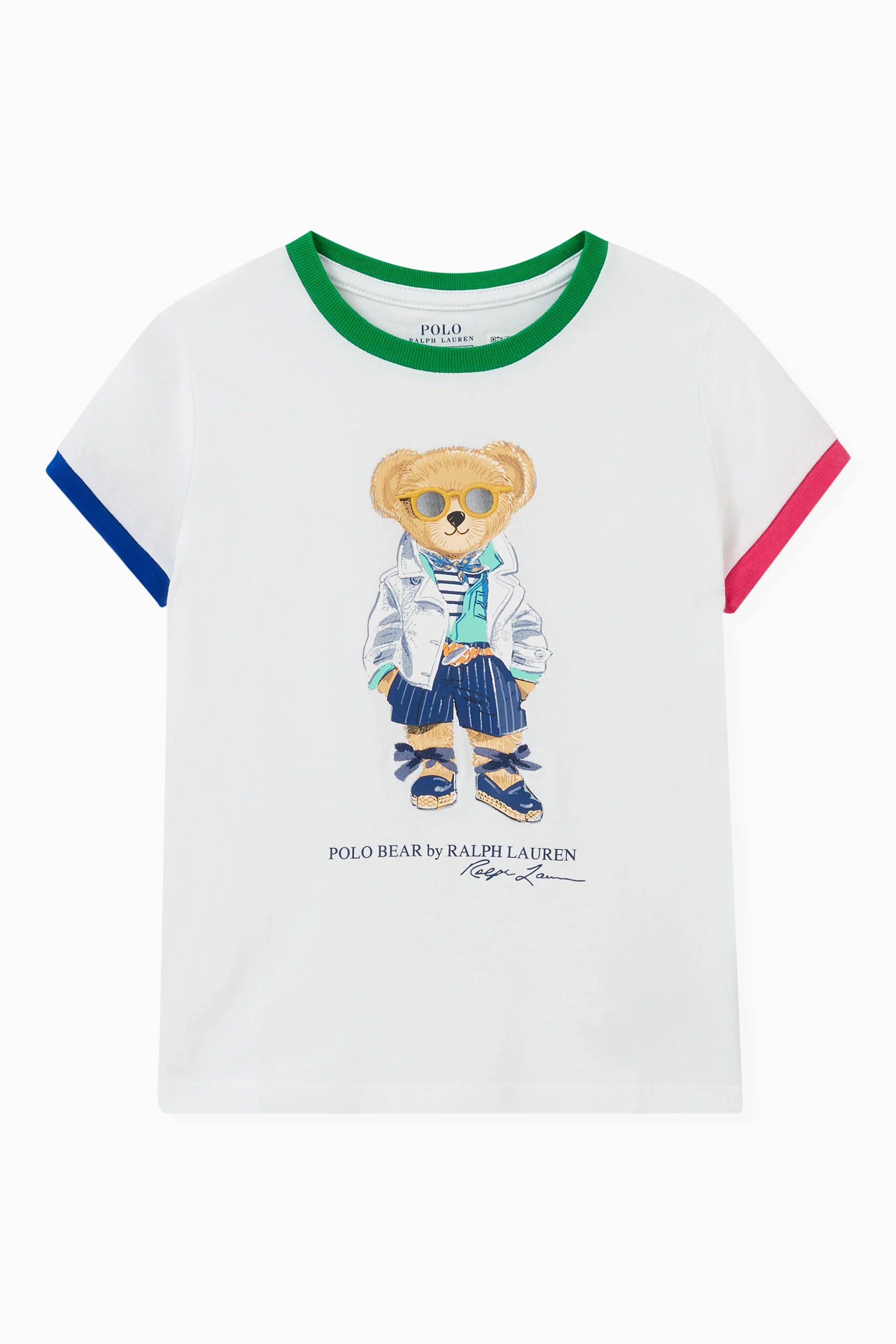Buy Polo Ralph Lauren White Bear Print T Shirt in Cotton for Girls
