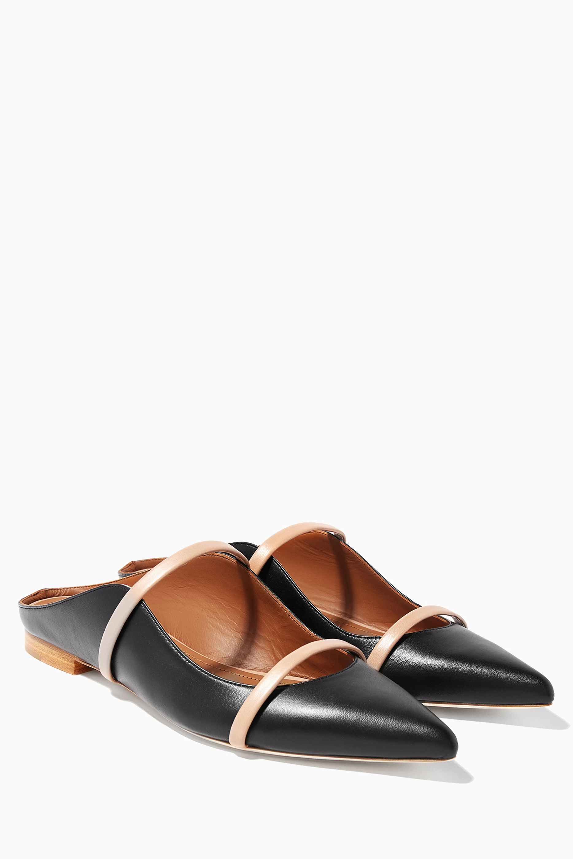 Buy Malone Souliers Black Black Maureen Leather Flats For Women Online Ounass Oman