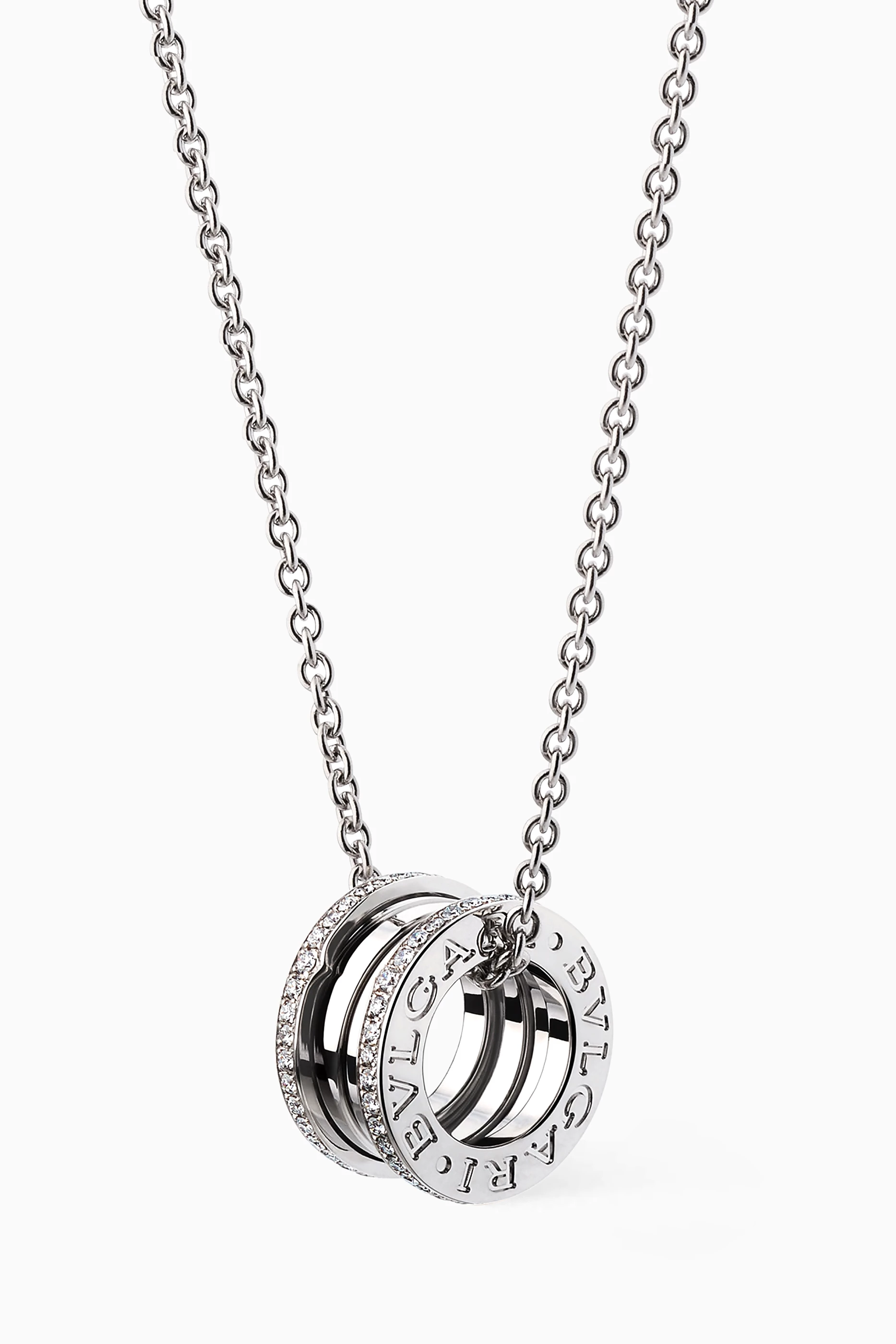Buy BVLGARI Silver White gold B.zero1 Pendant With Pave Diamonds Necklace For Women Online Ounass Oman