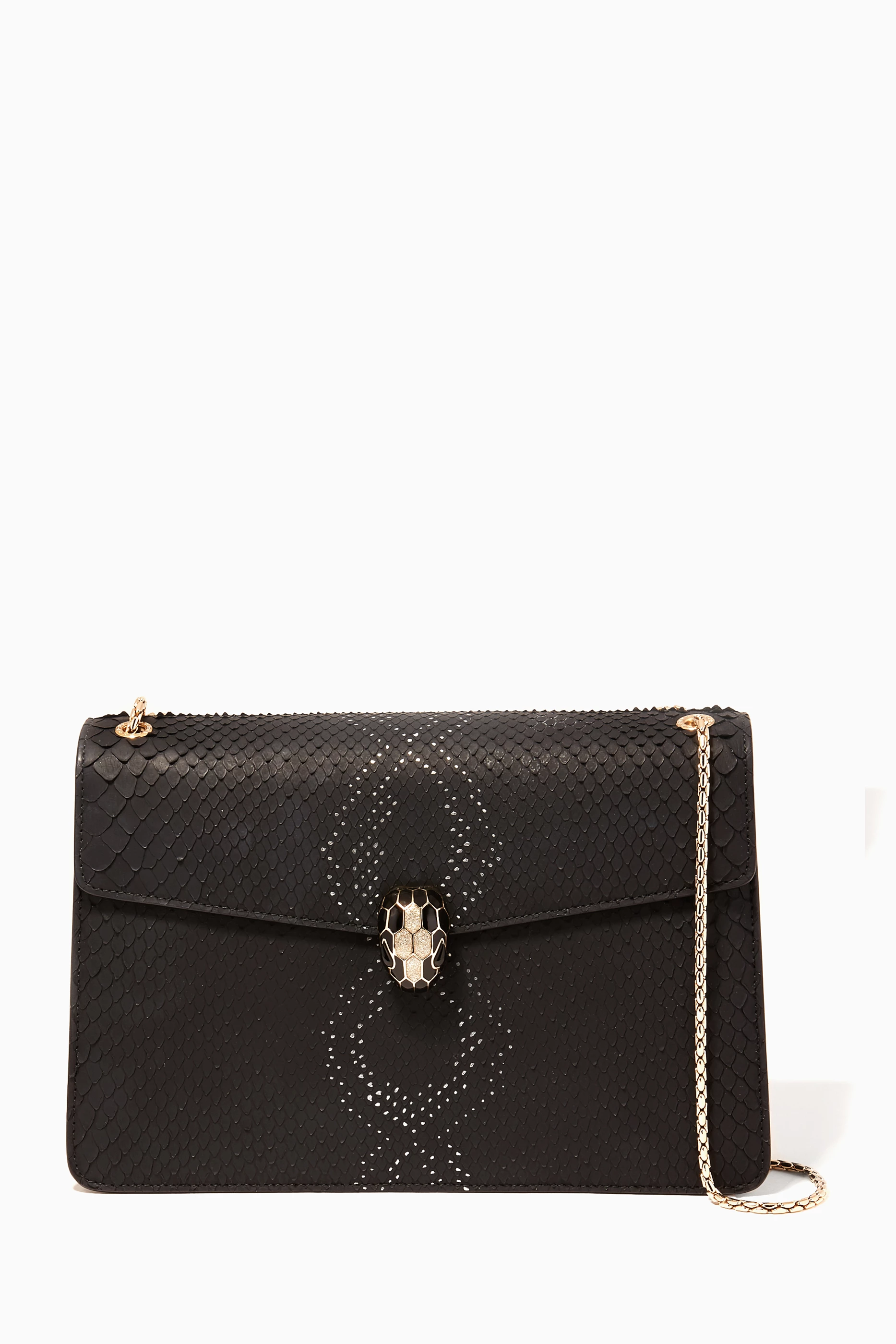 Buy BVLGARI Black Black Serpenti Forever Python Leather Shoulder