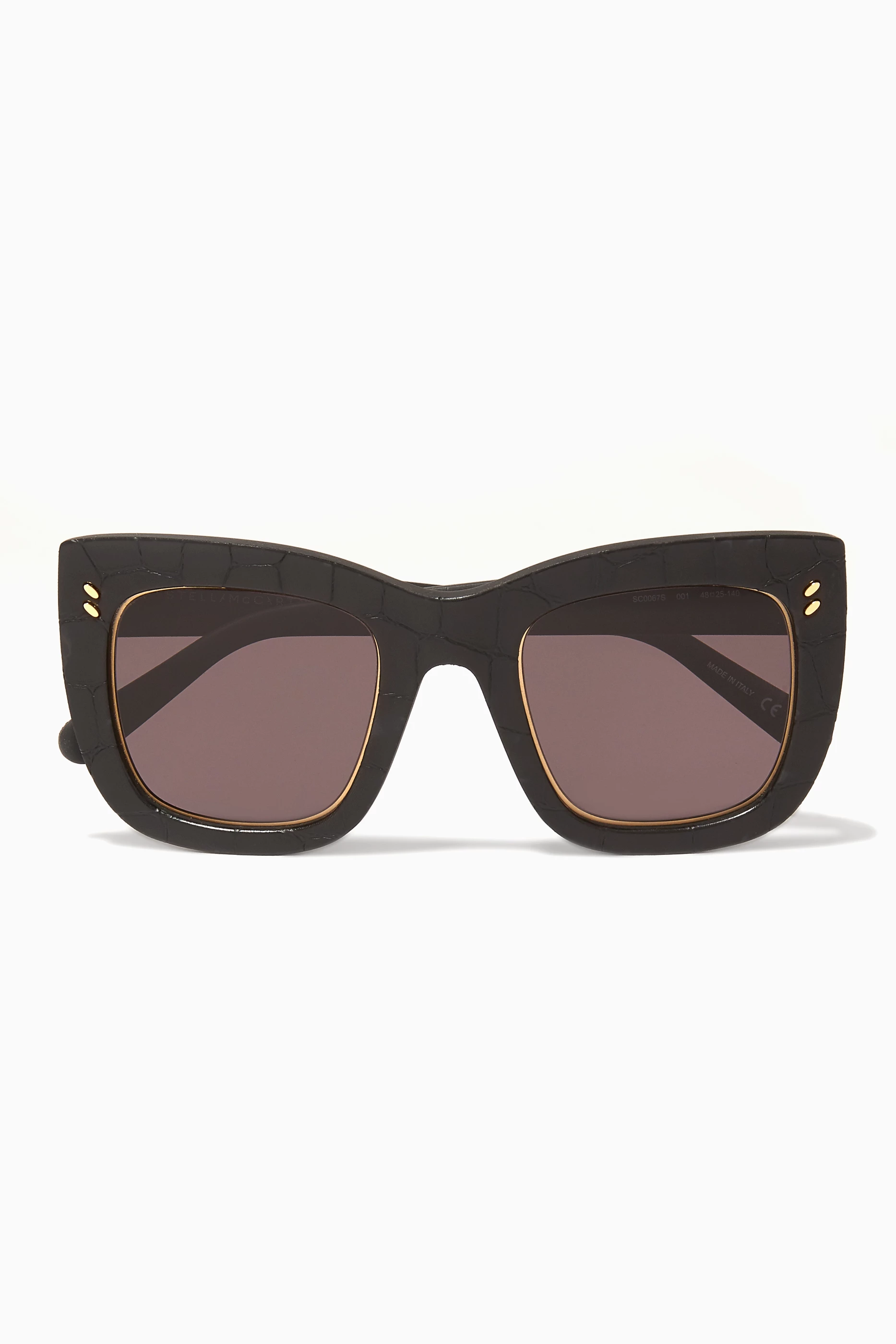 Buy Stella McCartney Black Black Croc-Embossed Sunglasses 