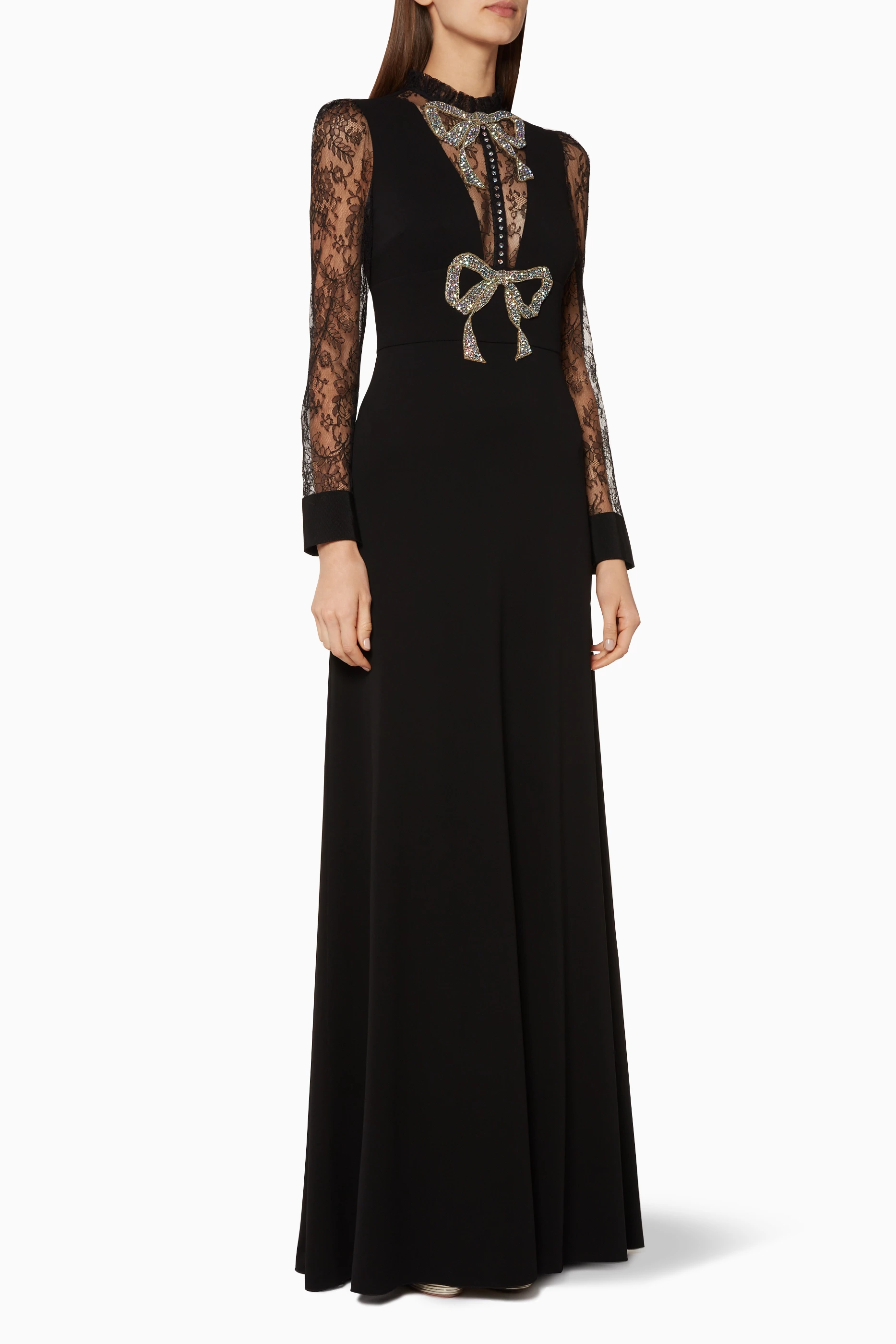 chinese dress ladies F/W 1998 Gucci by Tom Ford Black Turtleneck Sheer Dress  villa amour  vintage