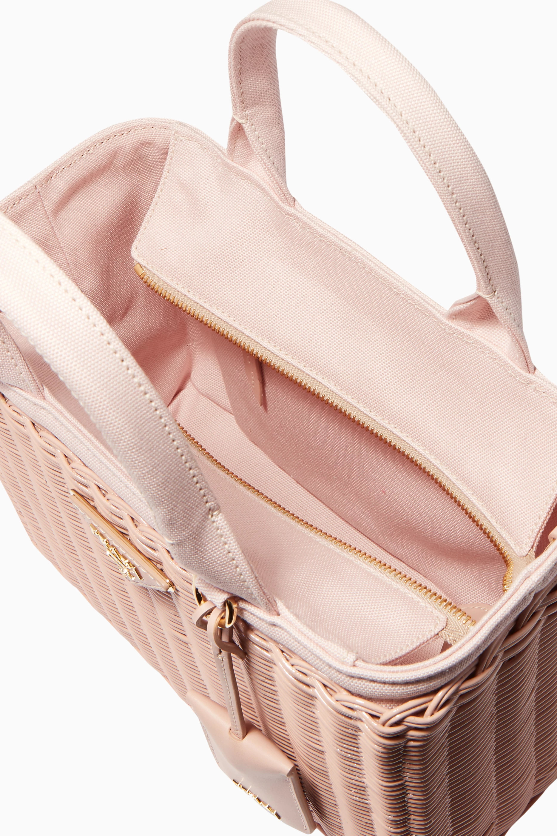 Buy Prada Pink Midollino Picnic Basket Tote For Women Online