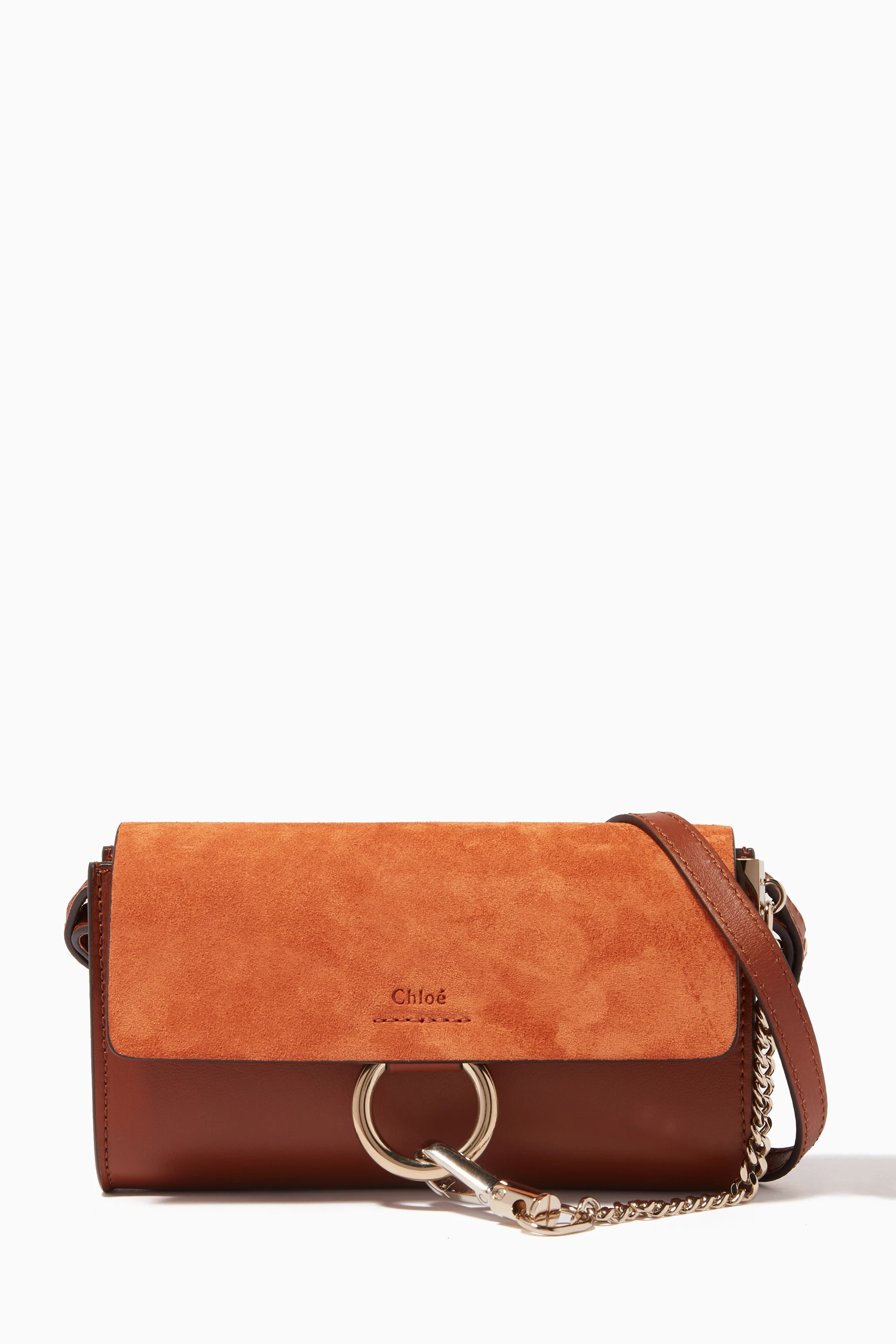 chloe faye bag tobacco Chloe' small Lanyard clasp on curb chain attaches to hoop hardware at face Buy Chlo Brown Classic Tobacco