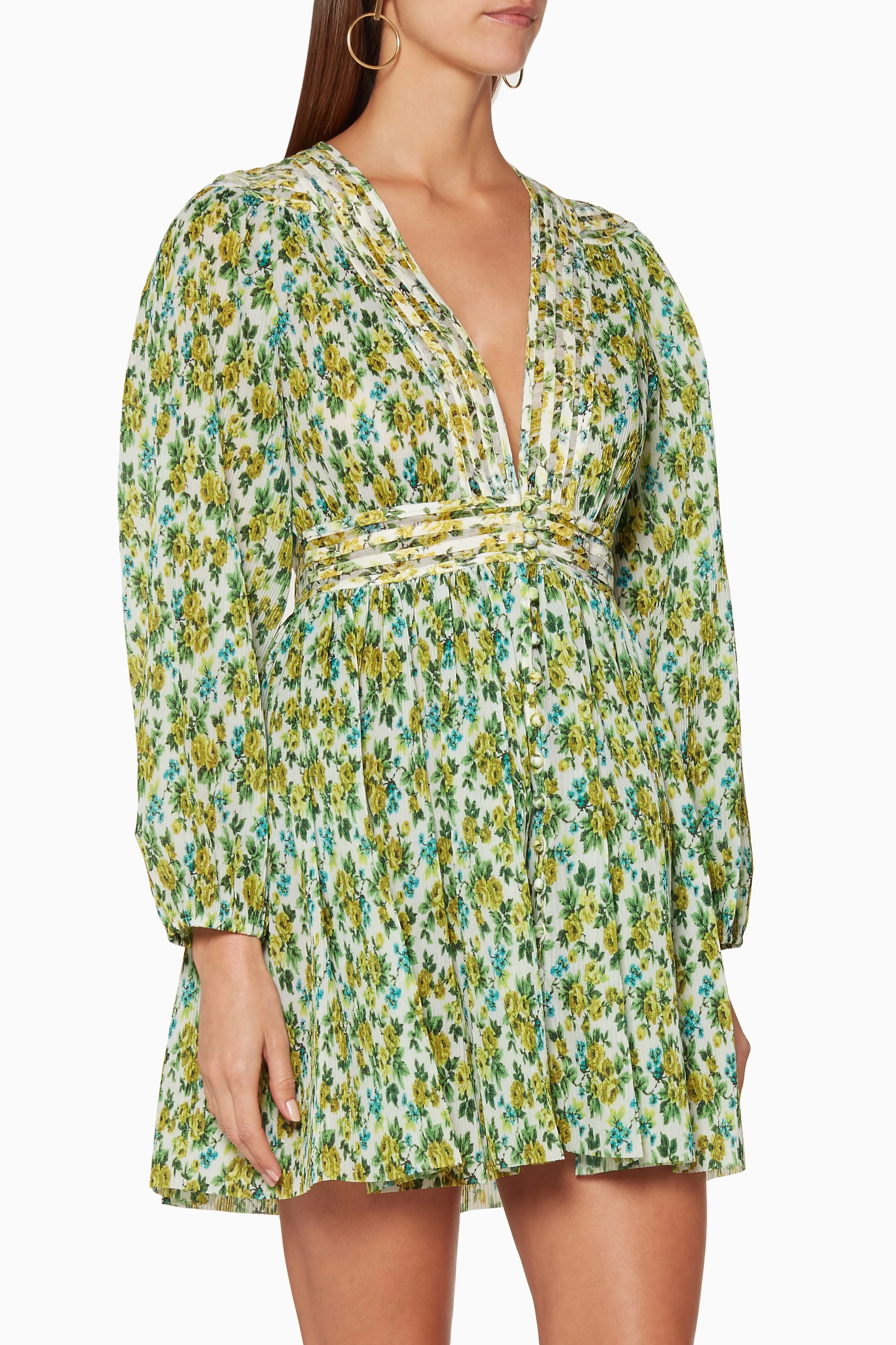 green emerald velvet dress Pleated Gold Coast Plunge Neck Mini Dress