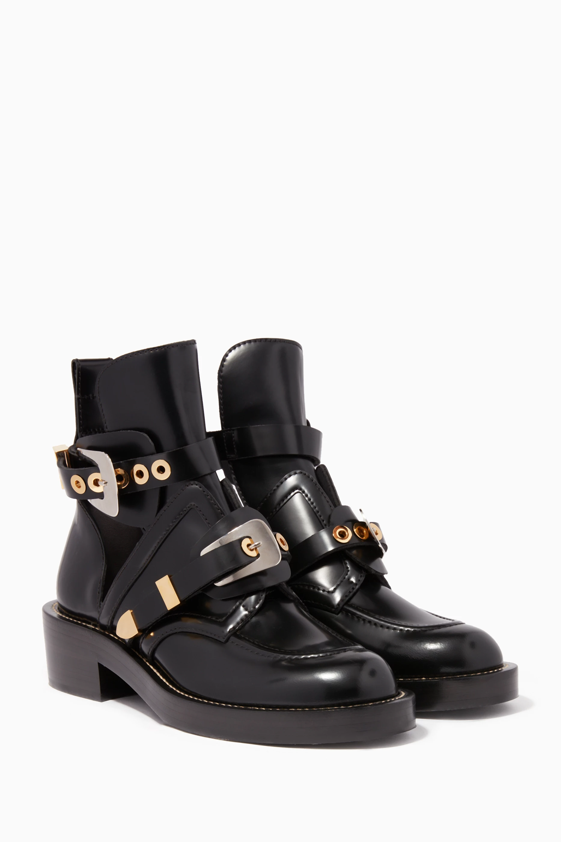 Balenciaga black ceinture leather ankle boots hotsell