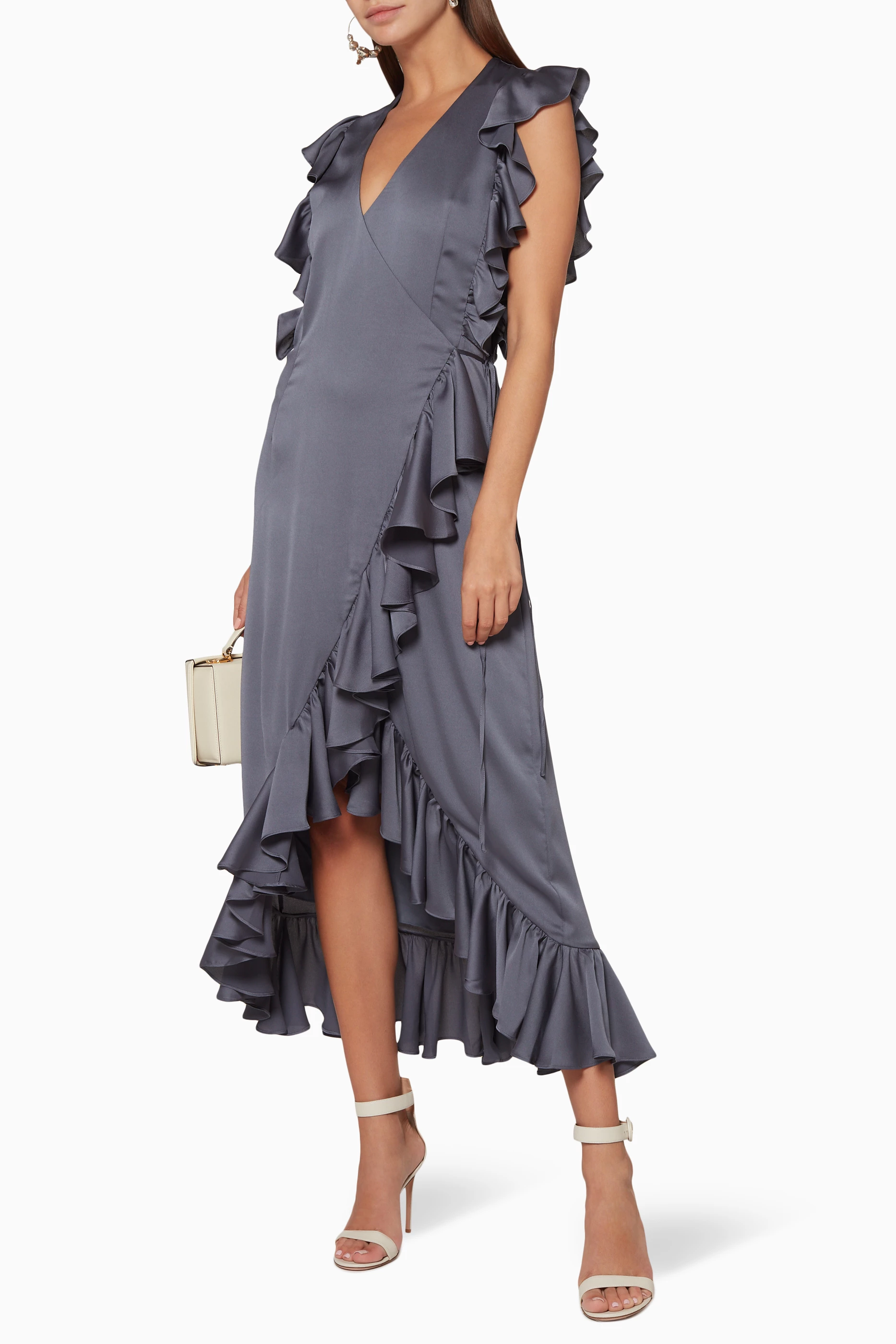 uniqlo mercerized cotton a line dress La Lune Asymmetrical Gathered Maxi Dress | Lemon | Dresses main image 1