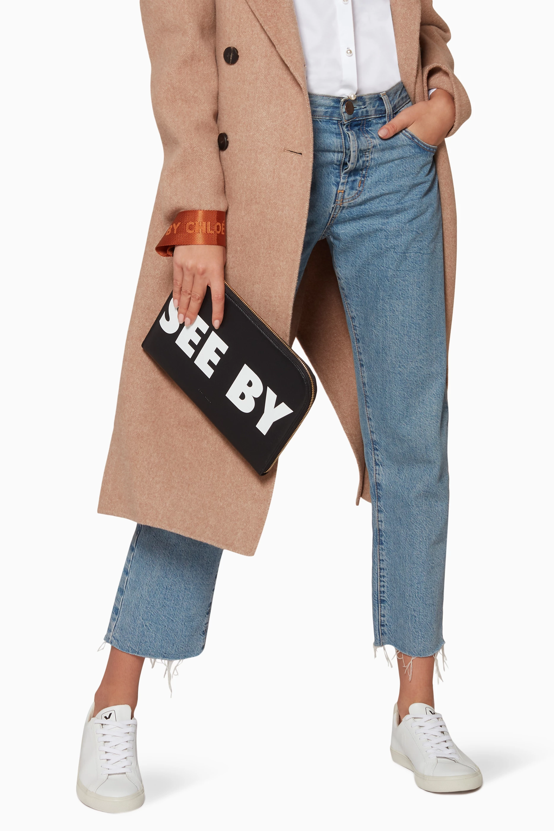 Buy See By Chloé Black Black Joris Logo Leather Pouch For Women 