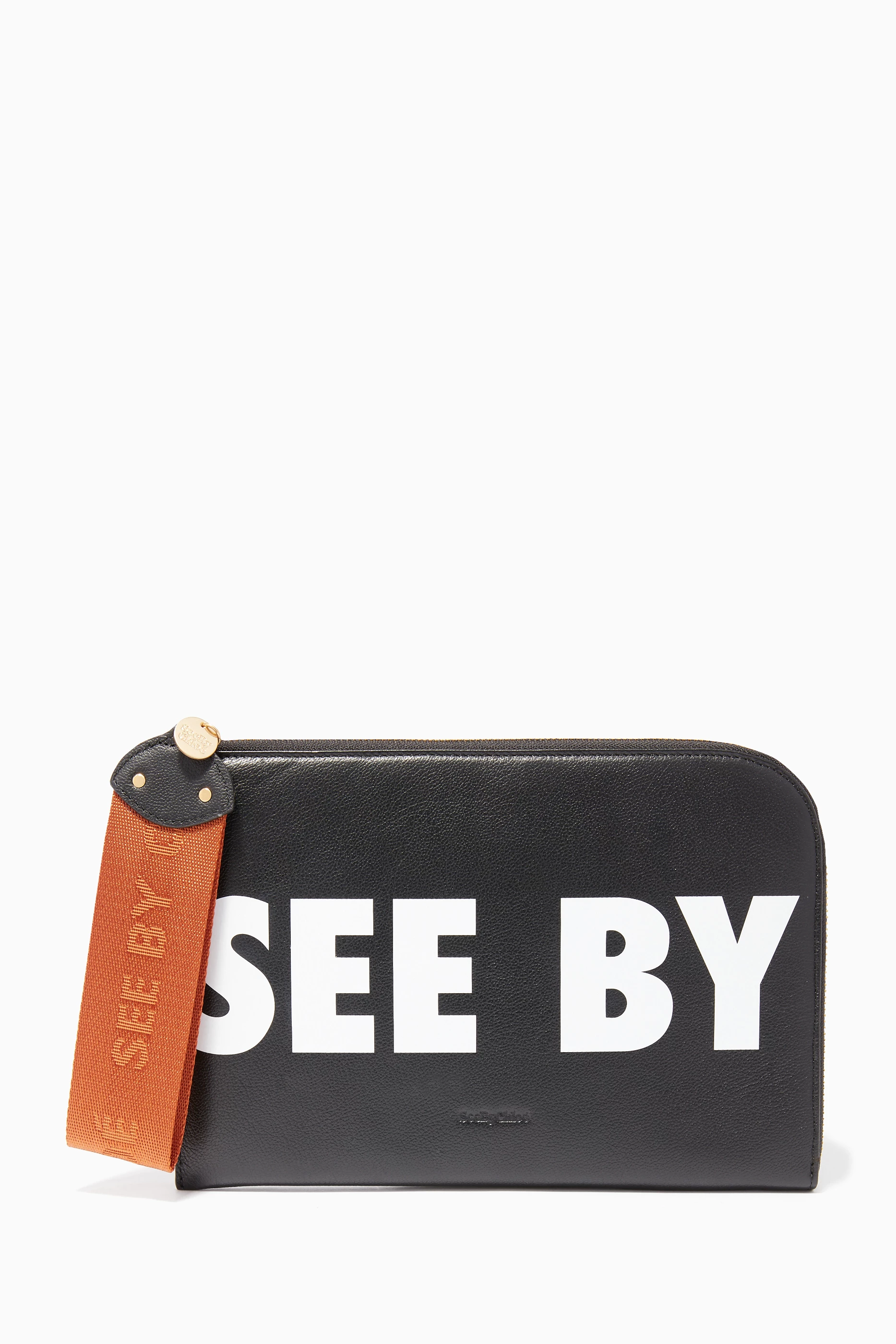 Buy See By Chloé Black Black Joris Logo Leather Pouch For Women 