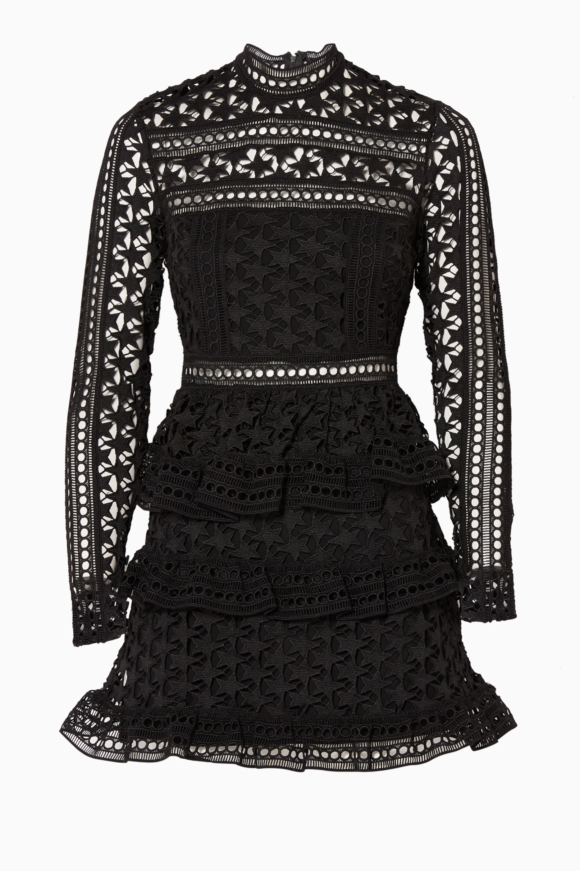 self portrait high neck star lace dress Self Portrait High Neck Star Lace Dress Navy Size 8