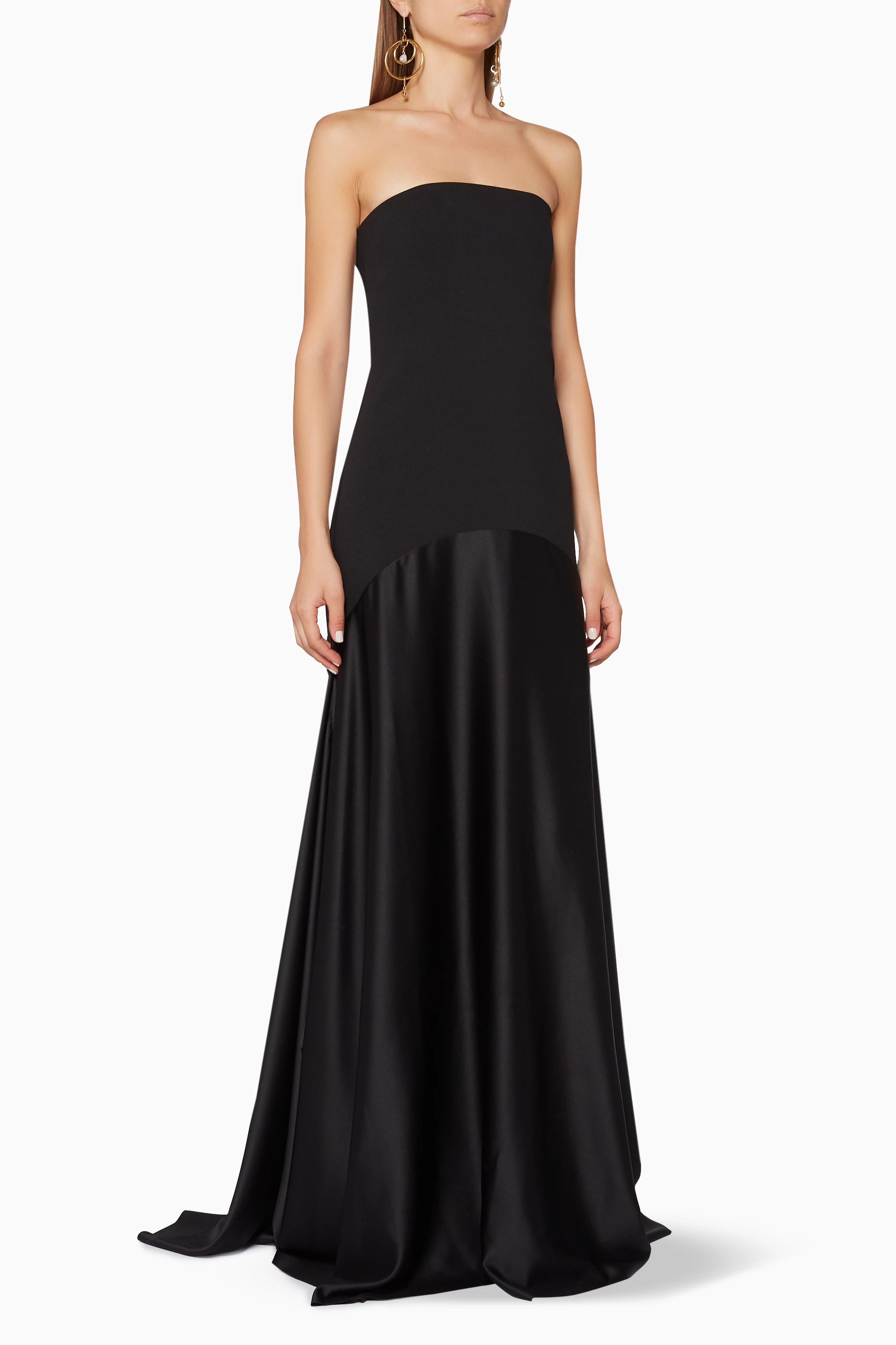 Buy Solace London Black Black Strapless Alessandra Gown For
