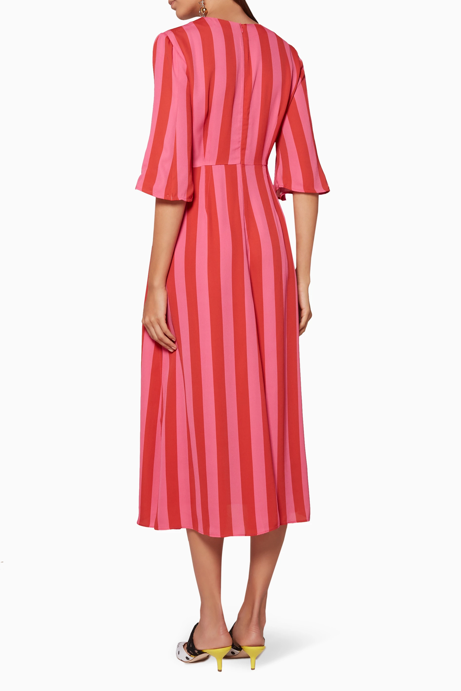 Buy Stine Goya Pink Dark Pink Striped Kirsten Midi Dress For Women Online Ounass Oman