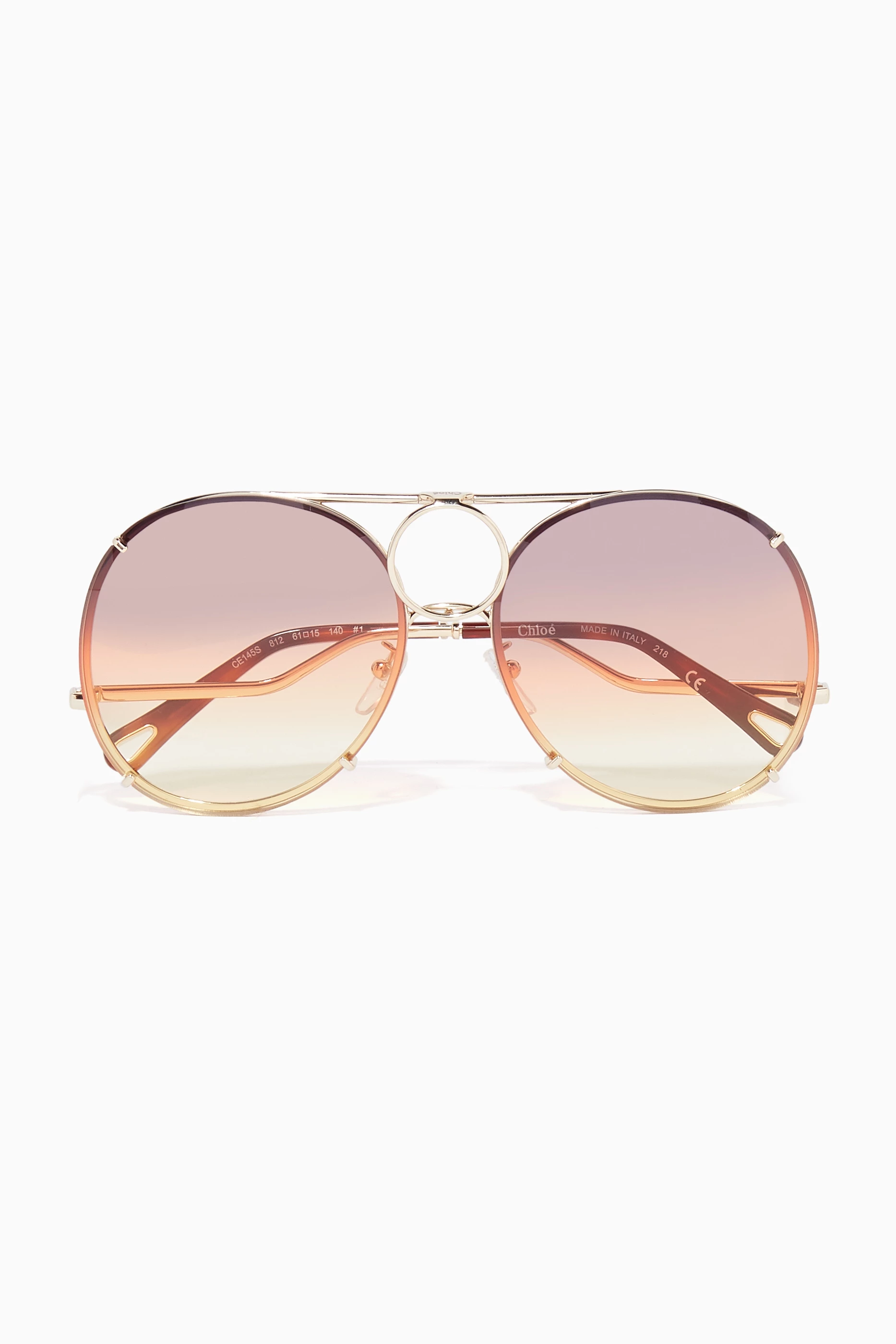 Buy Chloé Brown Gold-Tone Vicky Aviator-Style Sunglasses For  display picture 1