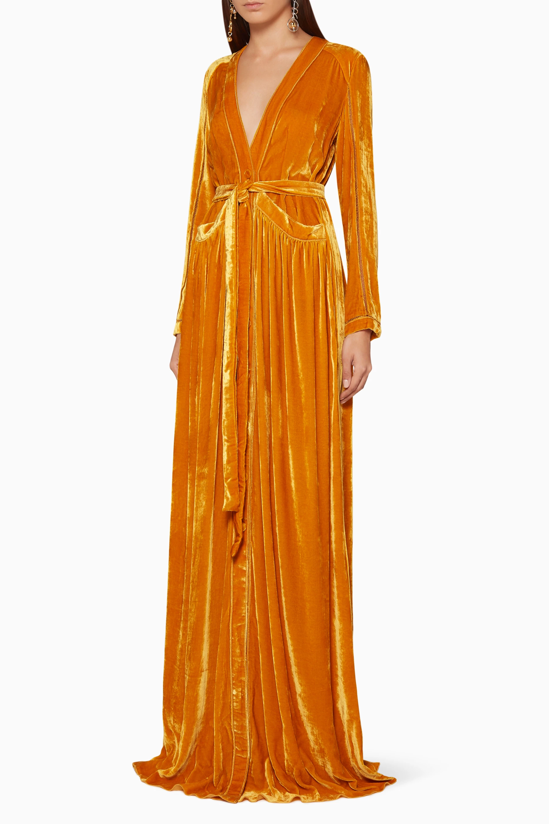 Buy Bottega Veneta Yellow Marigold-Yellow Velvet Dress For Women Online |  Ounass Oman