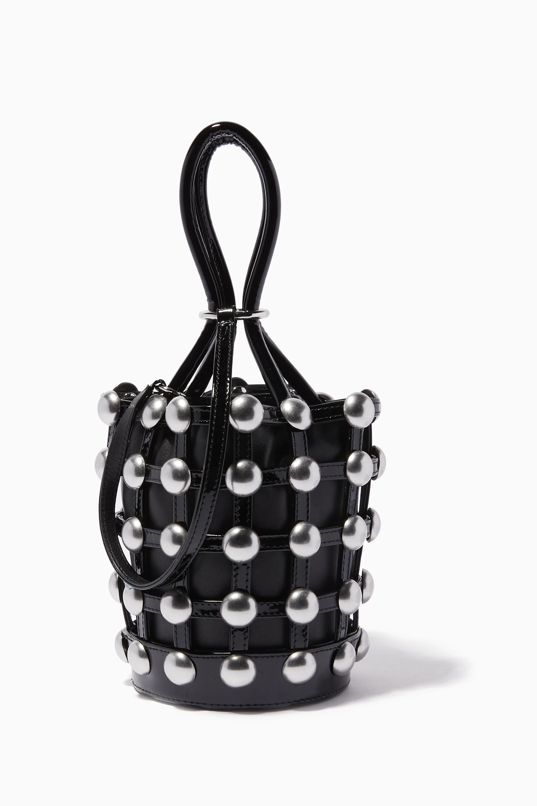 Buy Alexander Wang Black Black Mini Roxy Cage Bucket Bag For Women 