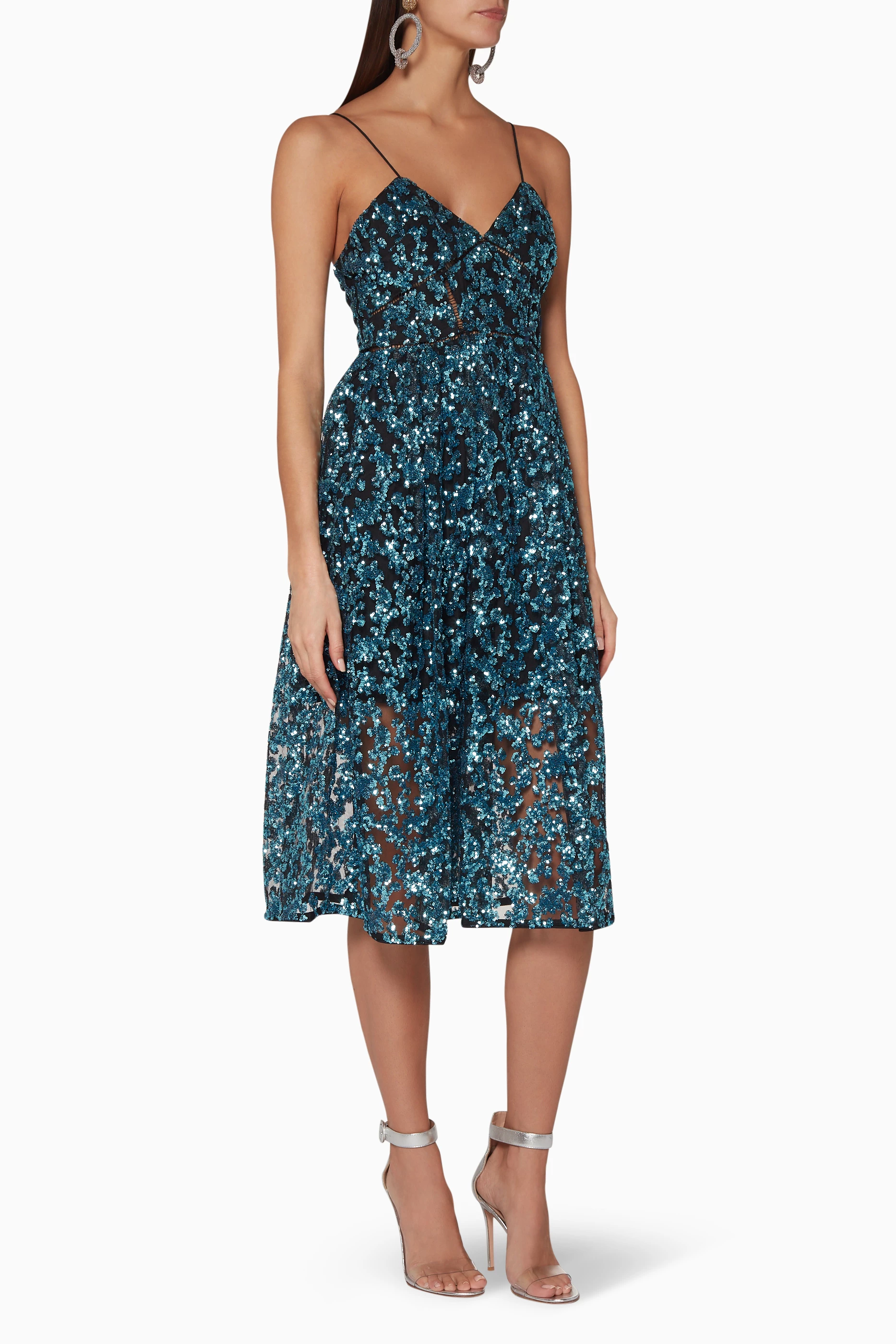 Self portrait blue sequin dress on sale