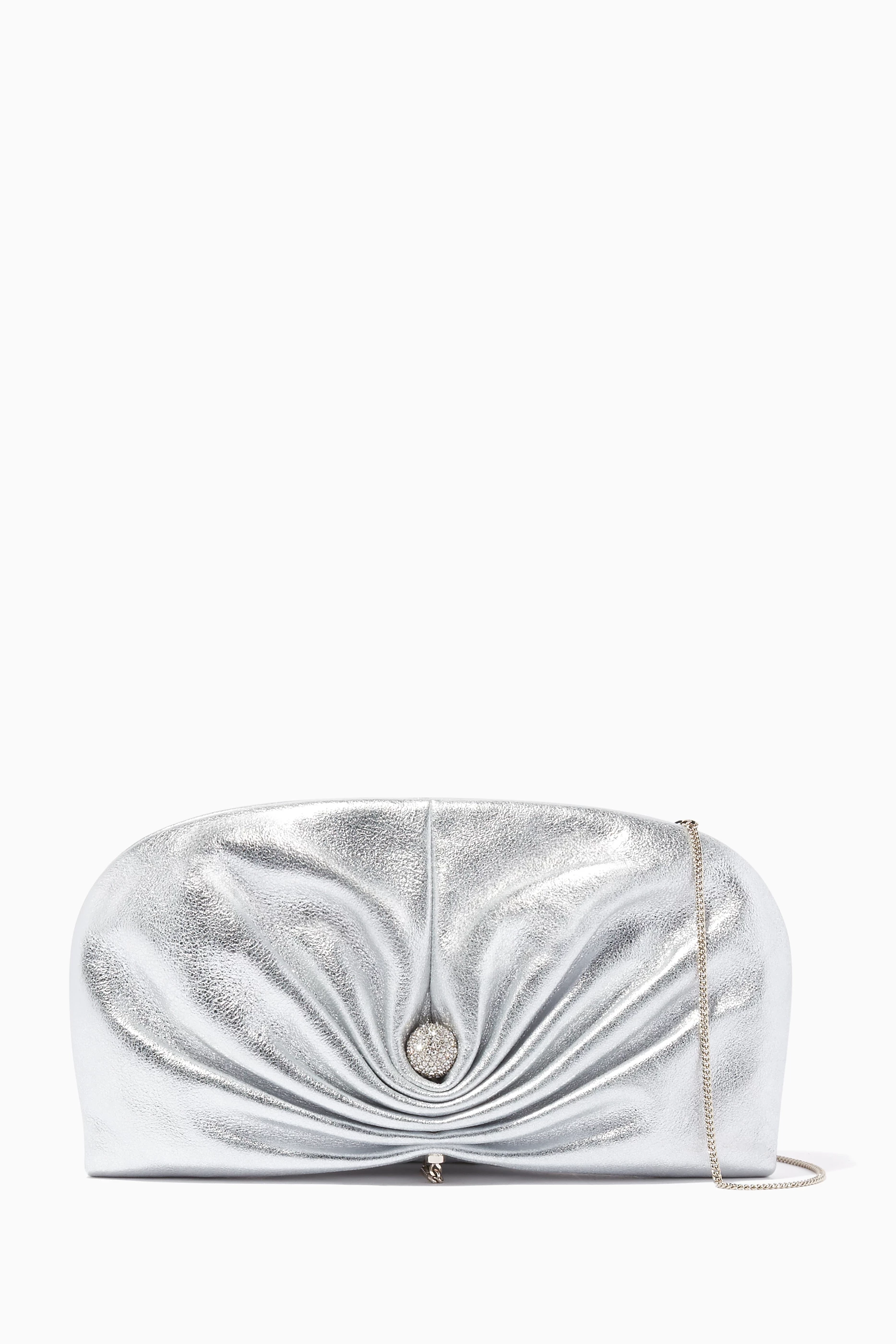 Buy Jimmy Choo Silver Silver Vivien Leather Clutch For Women Online Ounass Oman