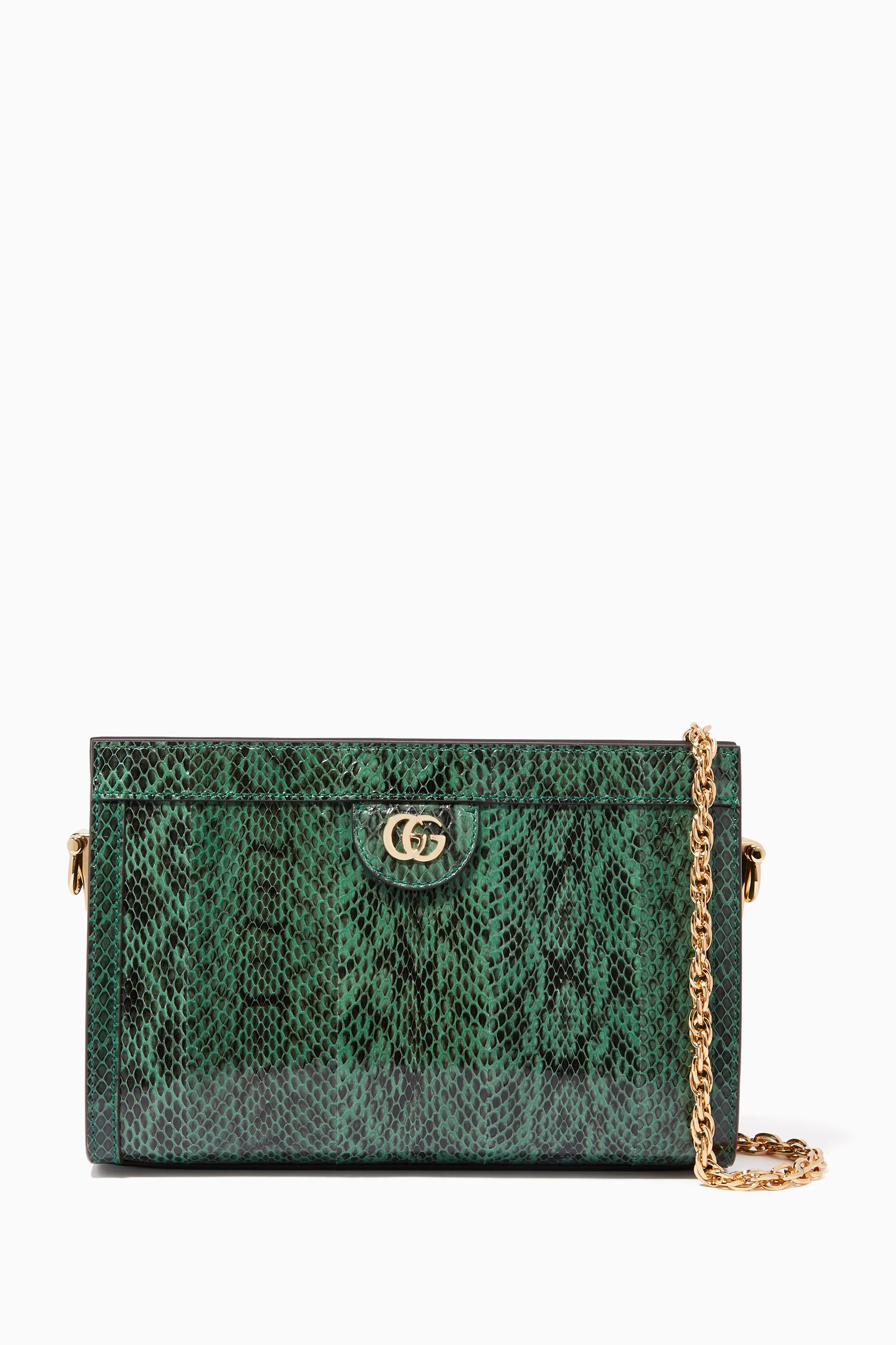 Buy Gucci Green Small Snakeskin Ophidia Shoulder Bag For Women