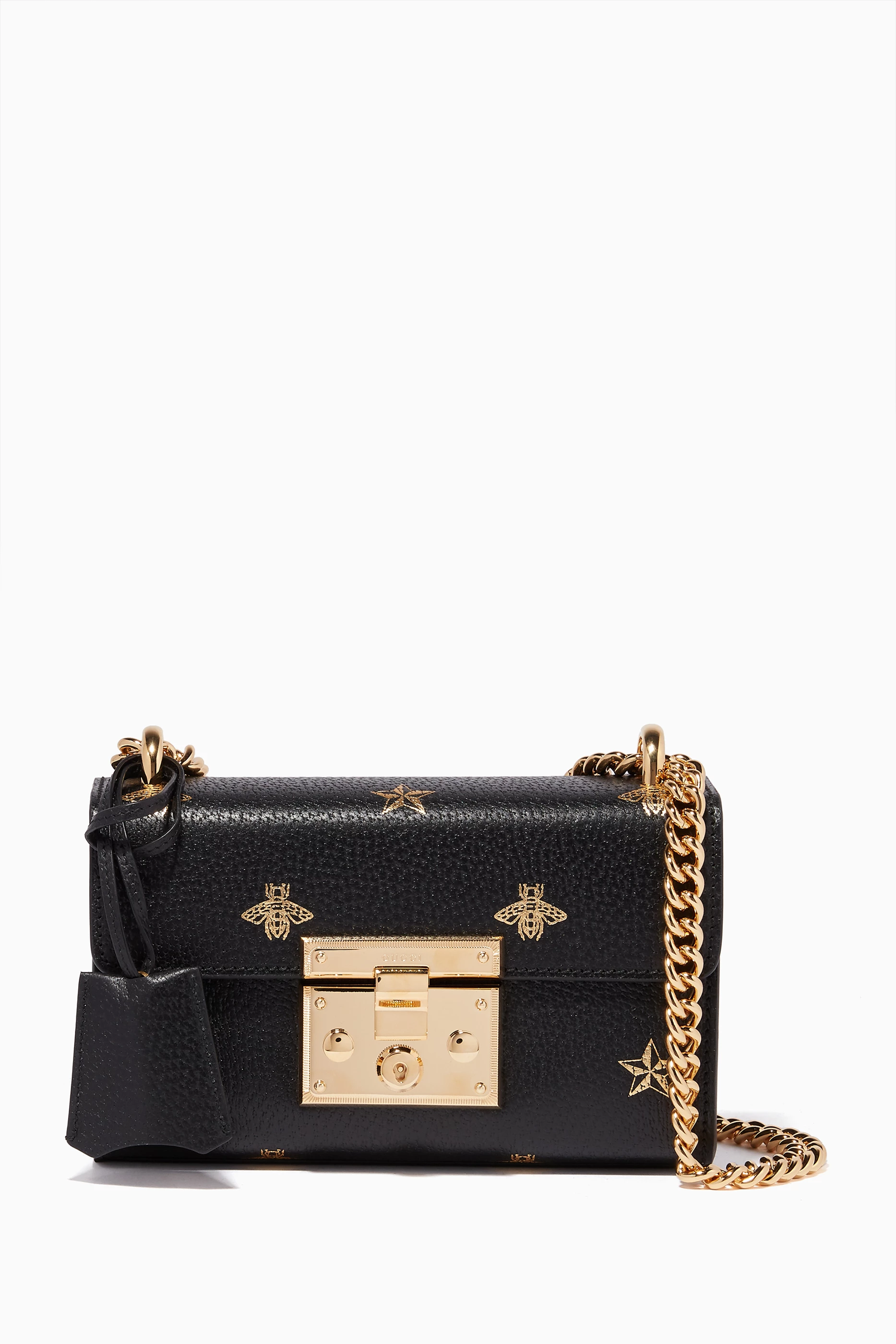 Buy Gucci Black Black Stars Bees Printed Padlock Shoulder Bag For Women Online Ounass Oman