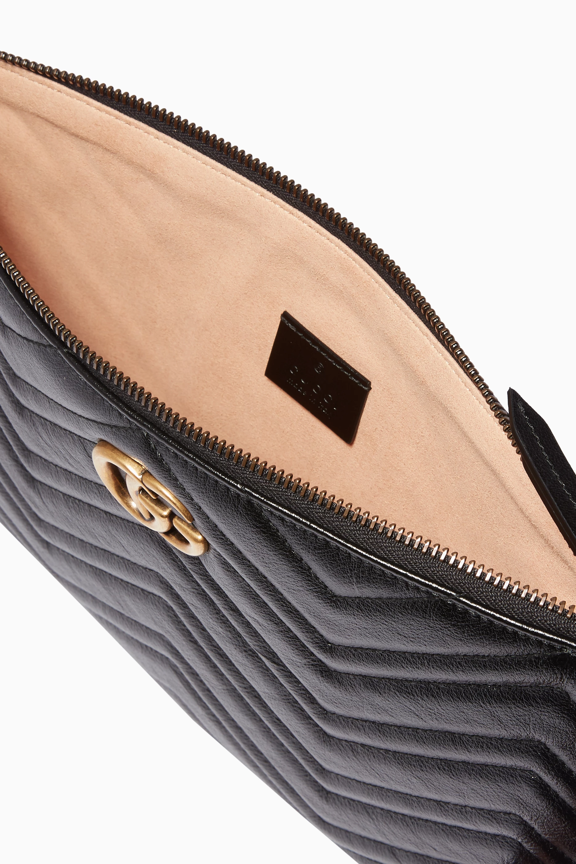Buy Gucci Black Chevron Quilted GG Marmont Pouch For Women Online Ounass Oman