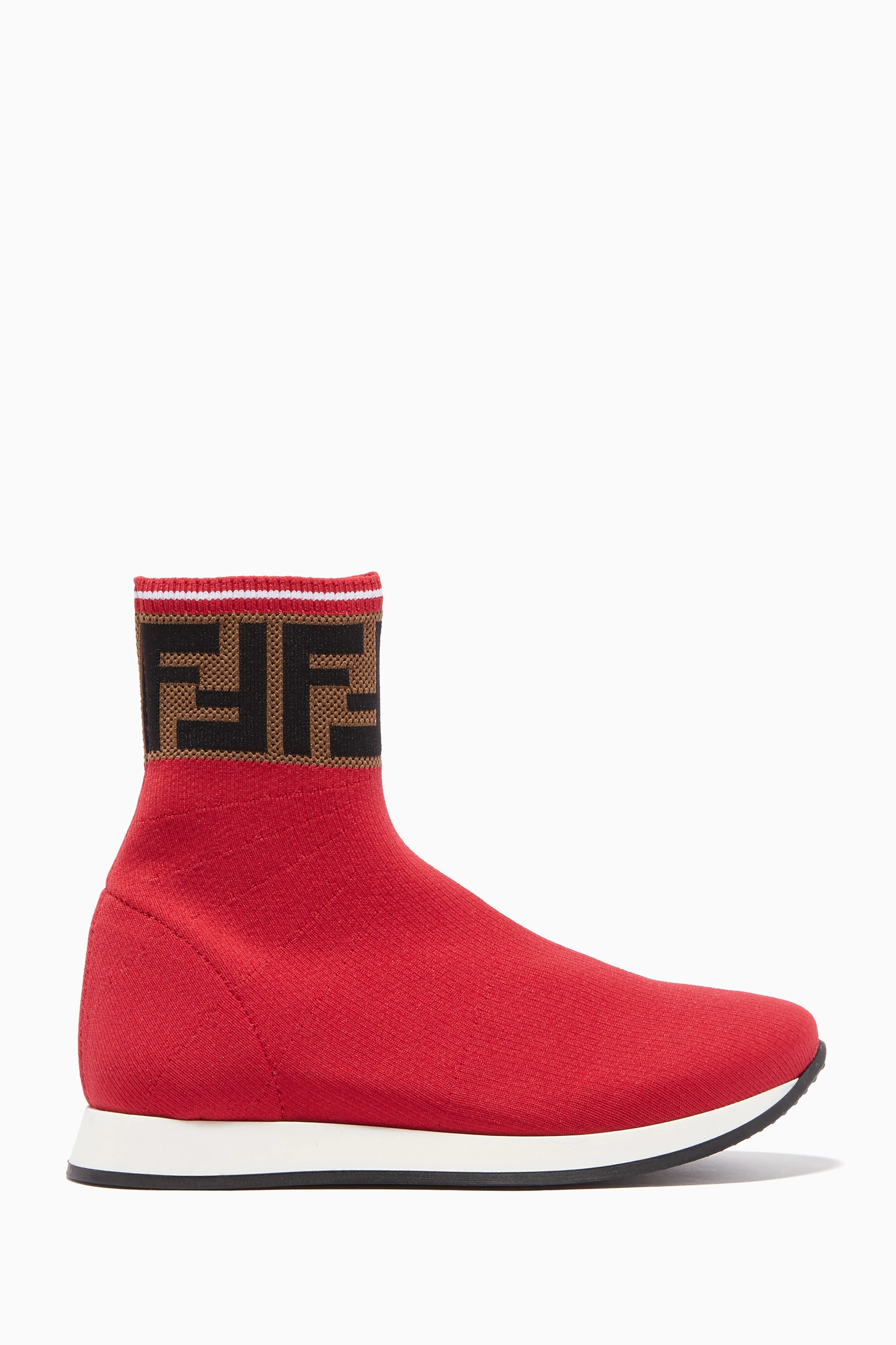 Buy Fendi Red Red Logo Sock Sneakers For Girls Online Ounass Oman
