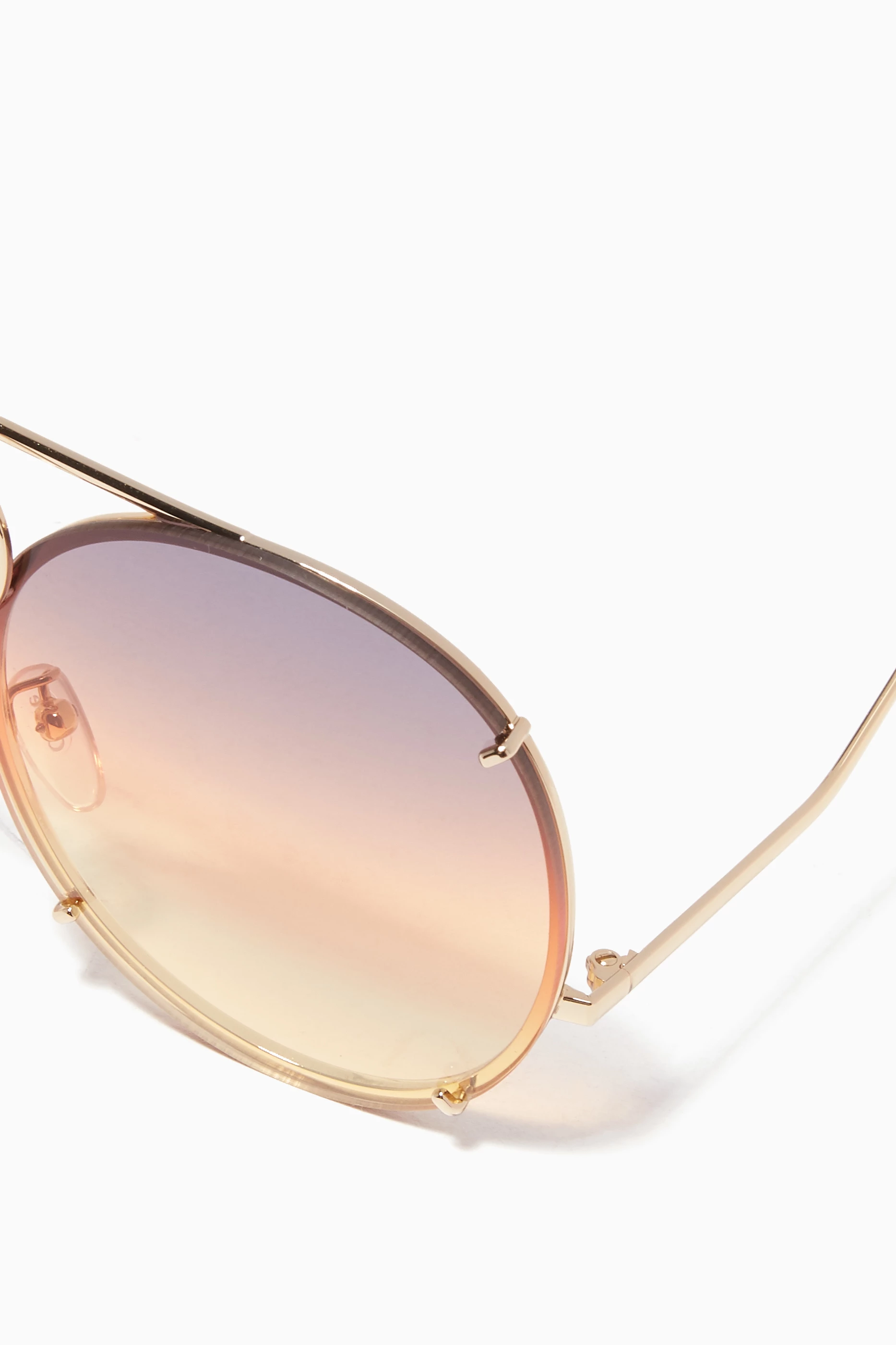 Buy Chloé Brown Gold-Tone Vicky Aviator-Style Sunglasses For 