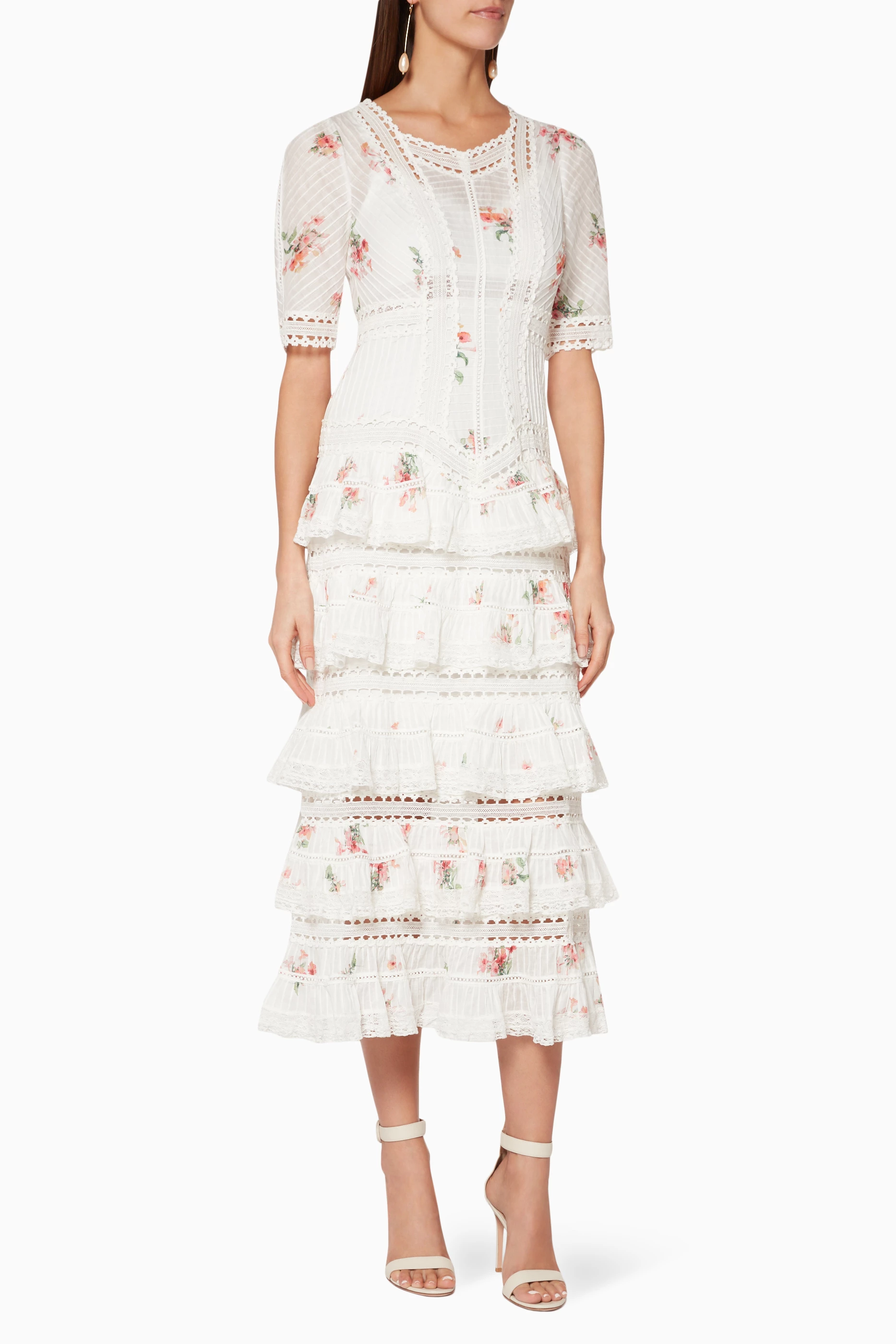 Buy Zimmermann Multicolour White Floral Print Pintuck Heathers Dress For Women Online Ounass Oman