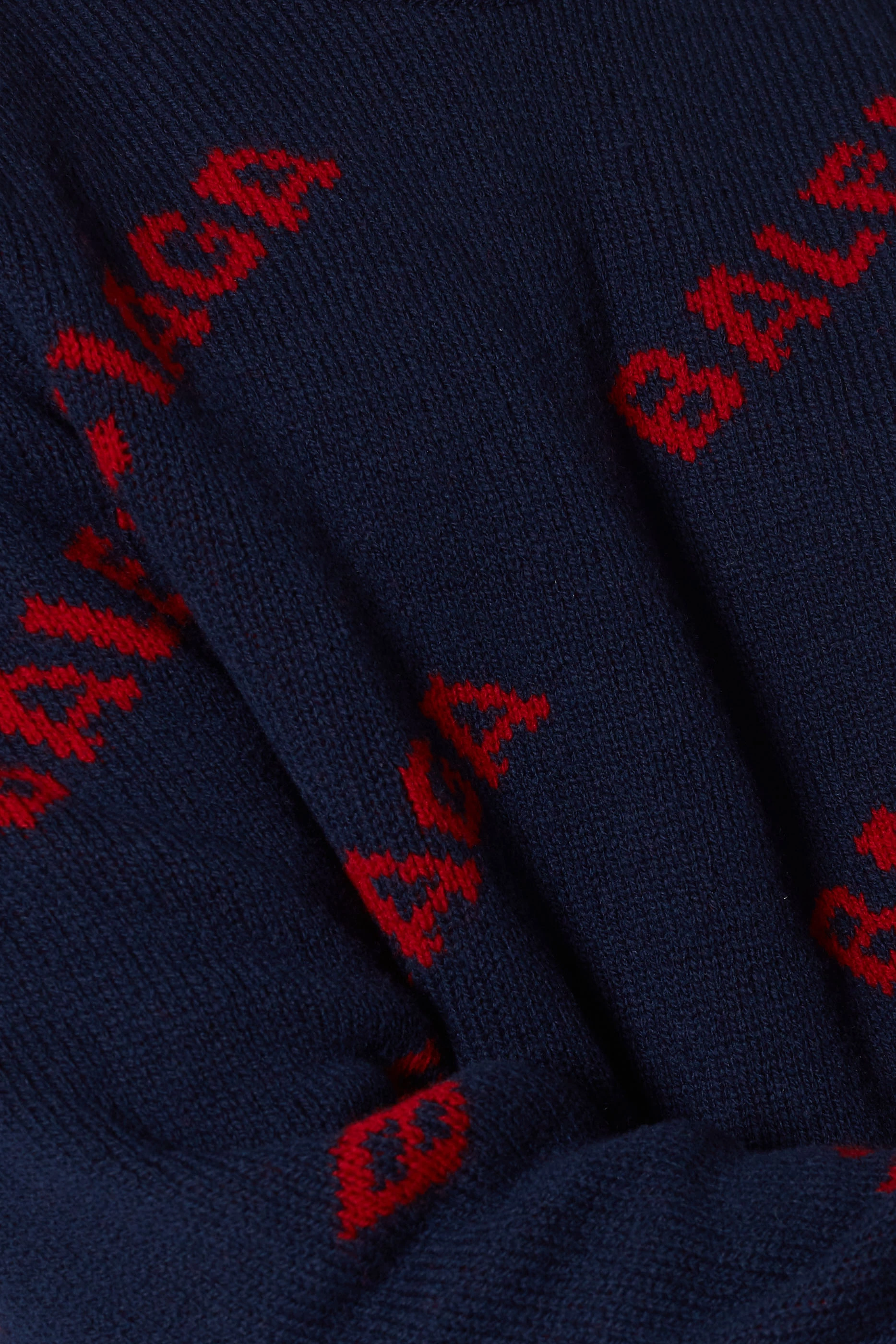 Buy Balenciaga Multicolour Navy & Red Jacquard Logo Sweater For