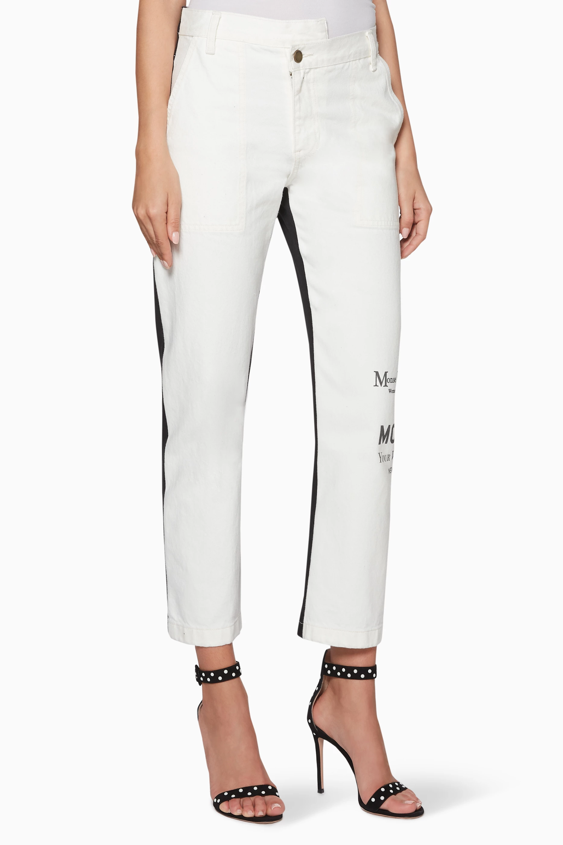 Half black half white jeans womens online