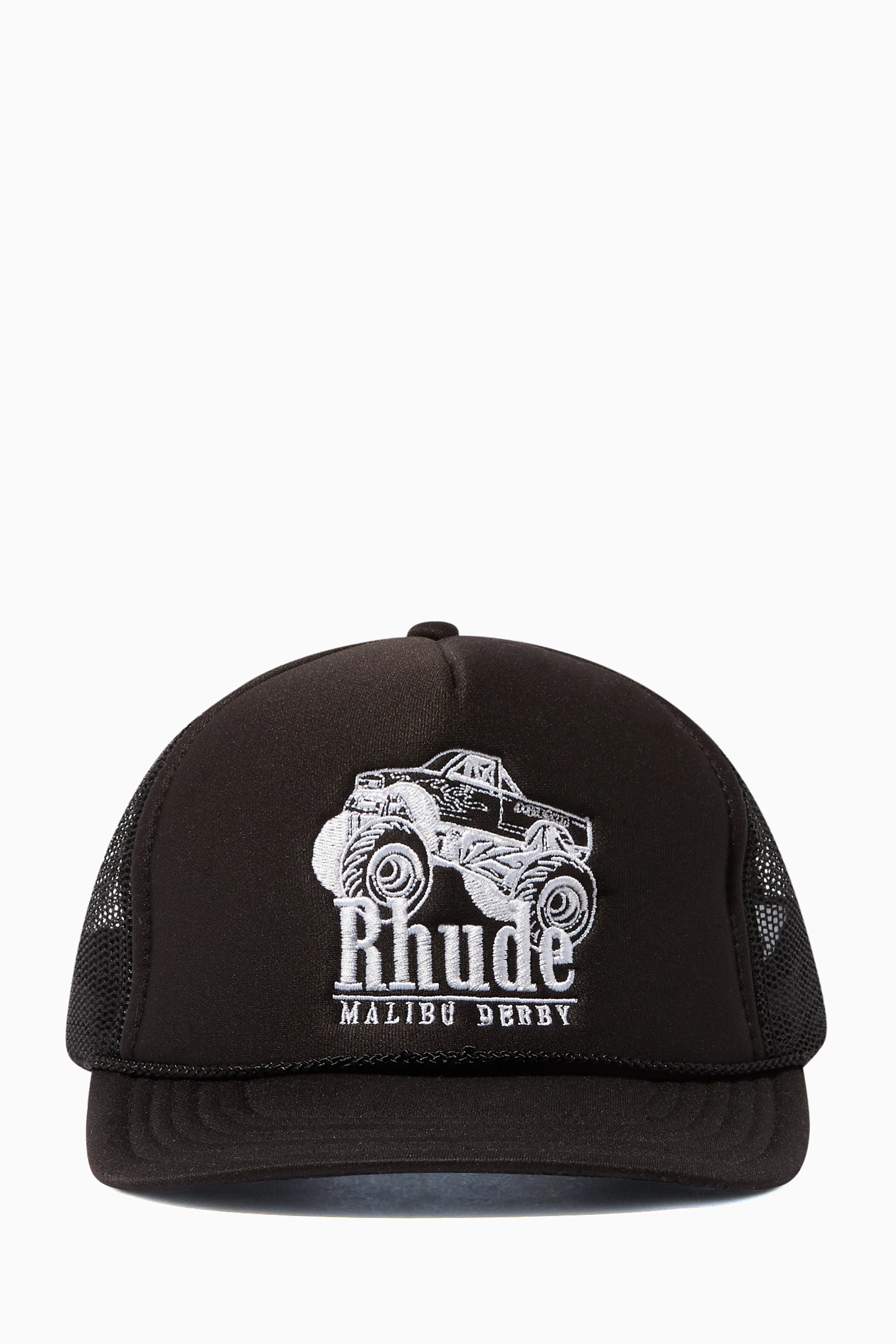 Buy Rhude Black Black Malibu Derby Trucker Hat For Men Online
