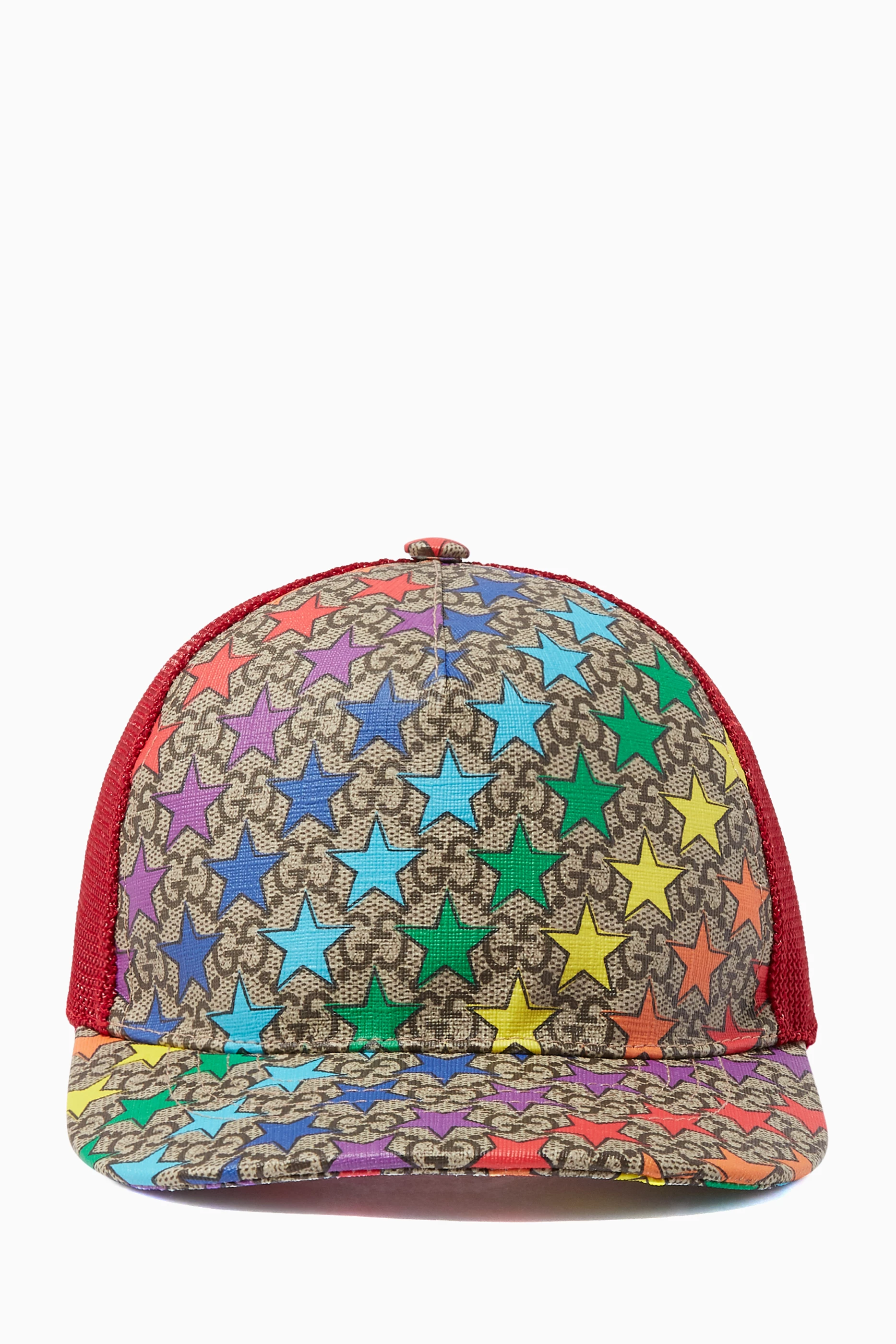 Buy Gucci Red GG Rainbow Star Baseball Cap For Girls Online