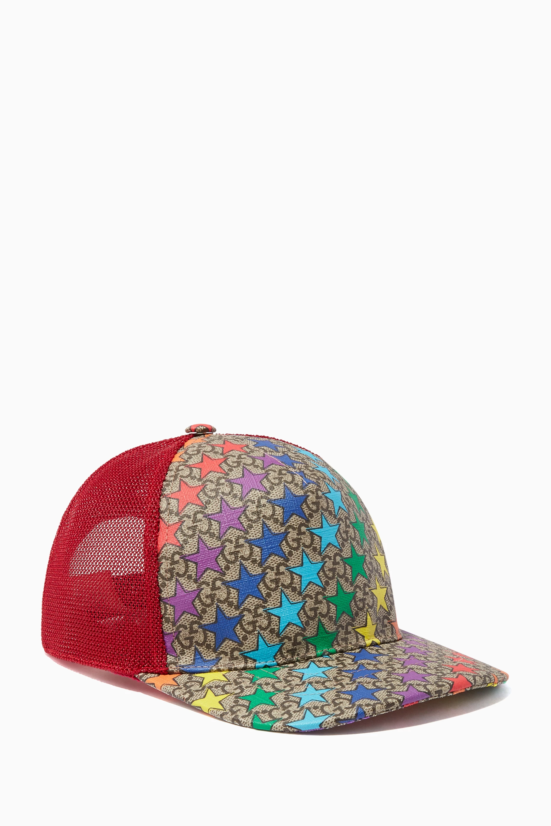 Buy Gucci Red GG Rainbow Star Baseball Cap For Girls Online