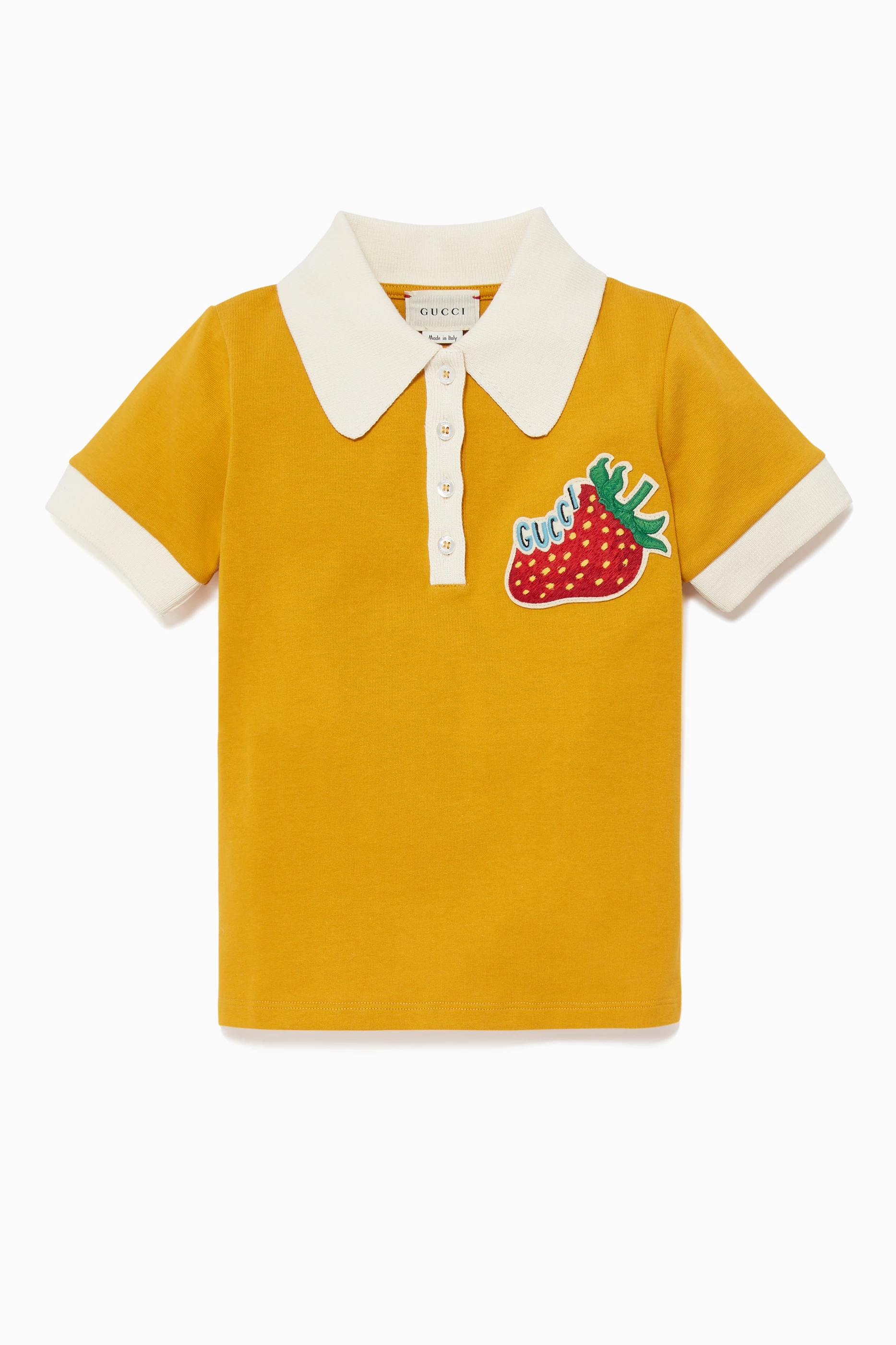 Buy Gucci Yellow Yellow Strawberry Patch Polo T Shirt For Girls Online Ounass Oman