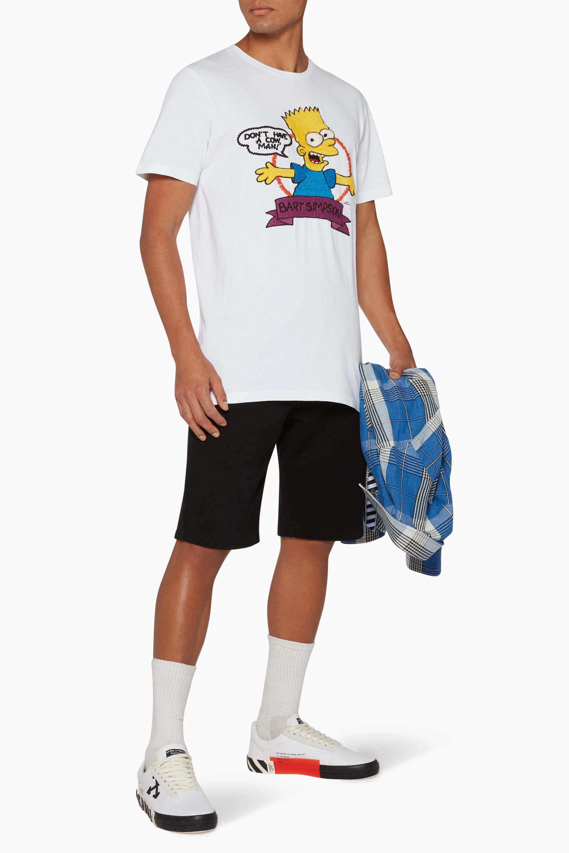 Buy Off-White White Bart Simpson Embroidered T-Shirt For Men