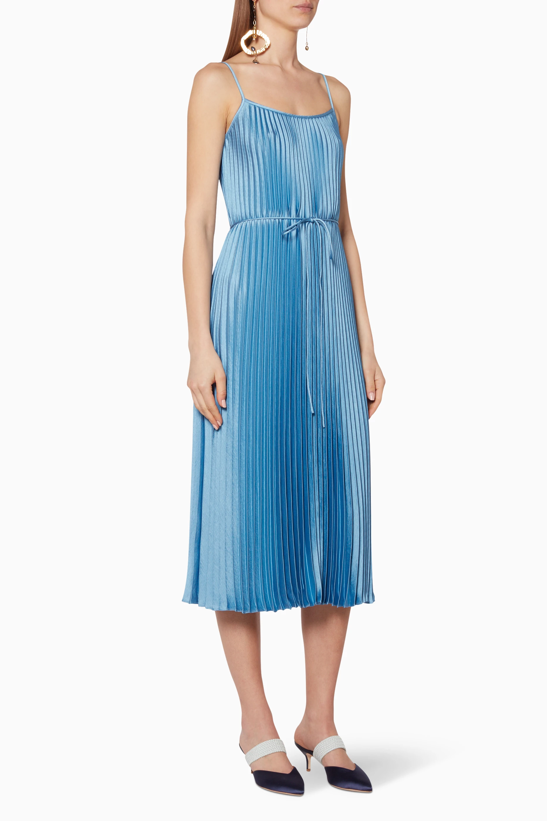 Vince pleated cami midi dress cheap